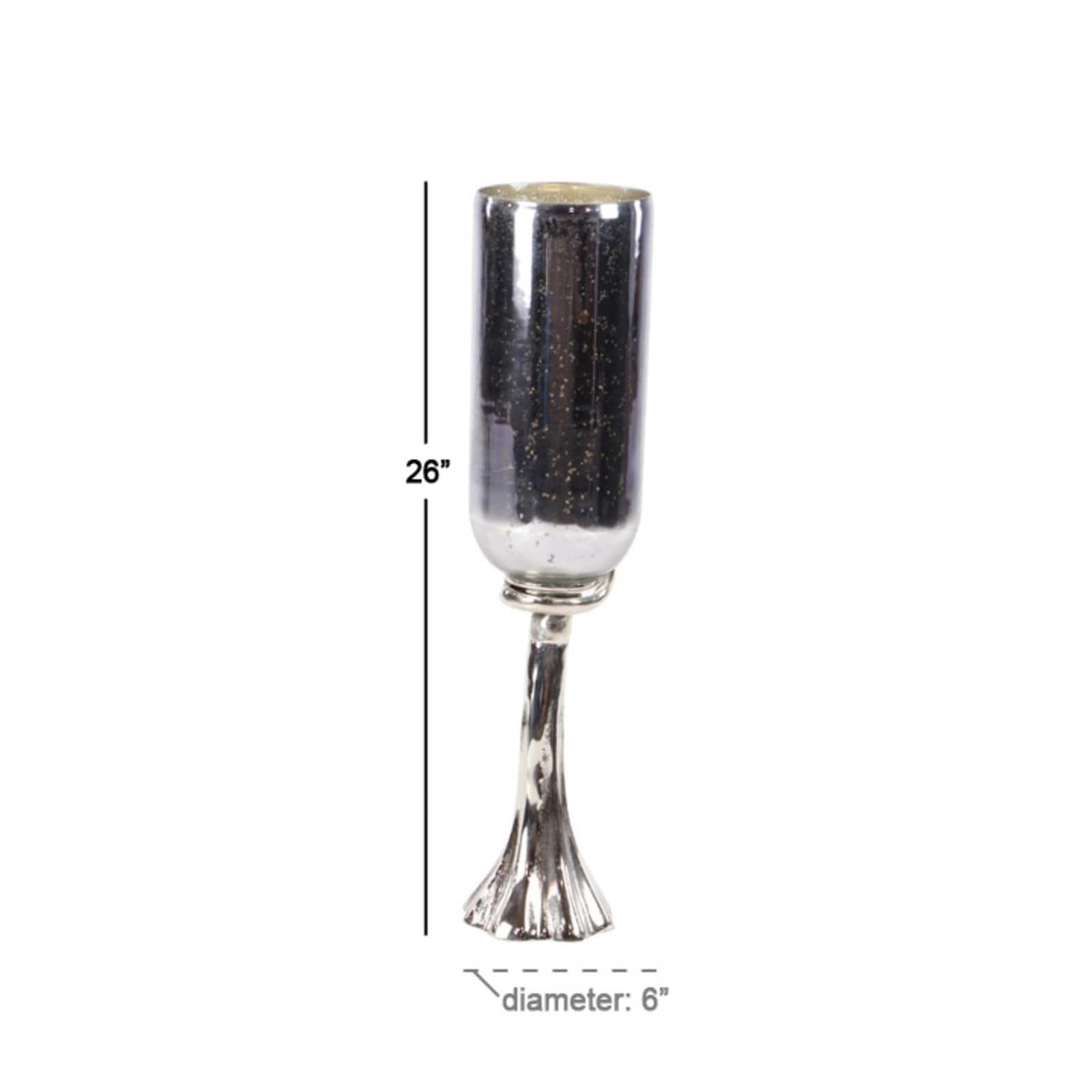 26" Black Glass & Aluminum Modern Candlestick Holder