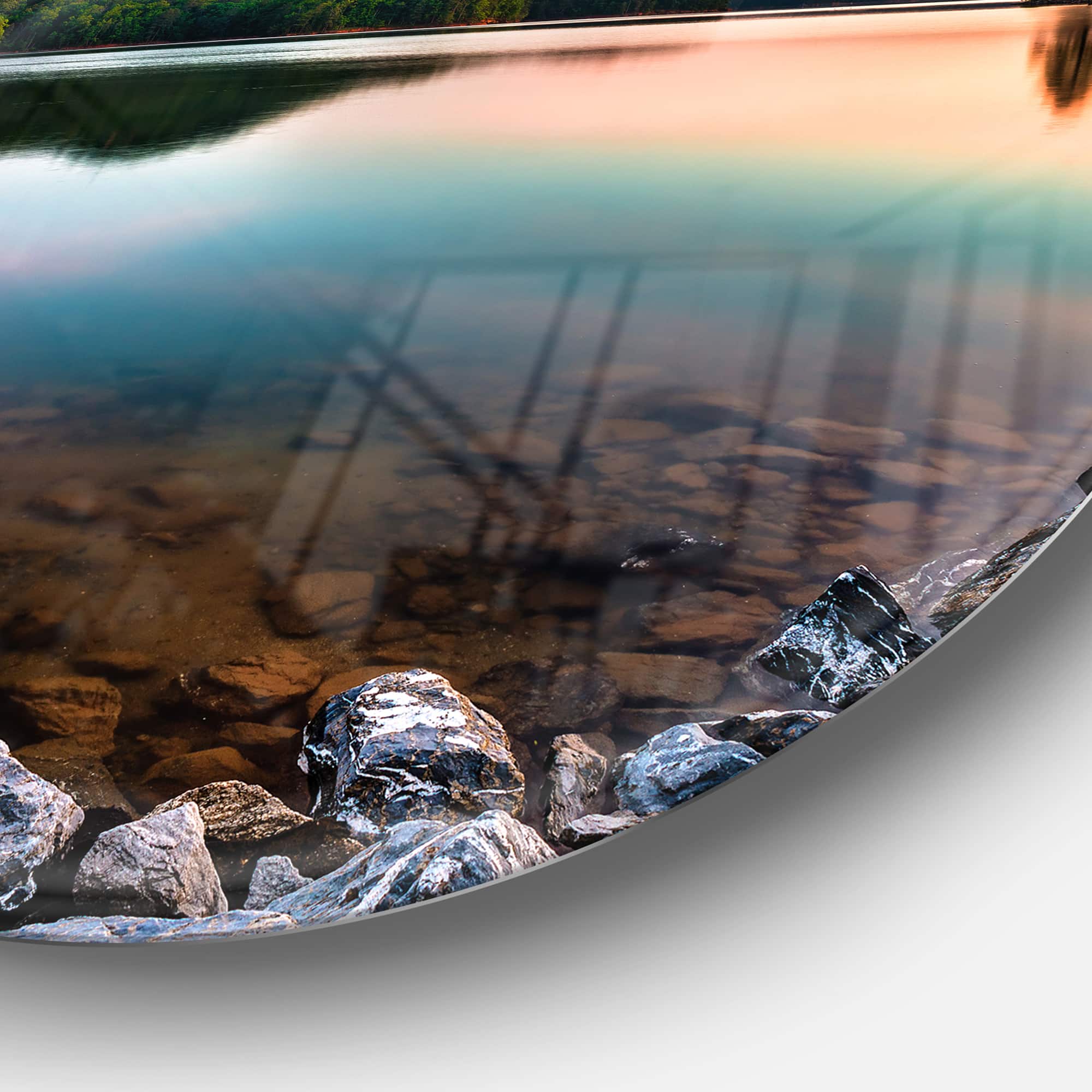 Designart - Lake Allatoona at Red Top Mountain' Large Seashore Metal Circle Wall Art