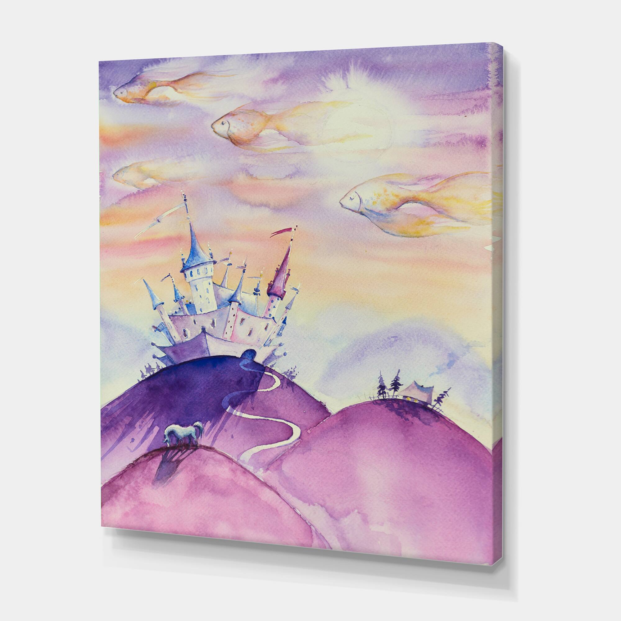 Designart - Fairy Tale Kingdom On Purple Mountain Top
