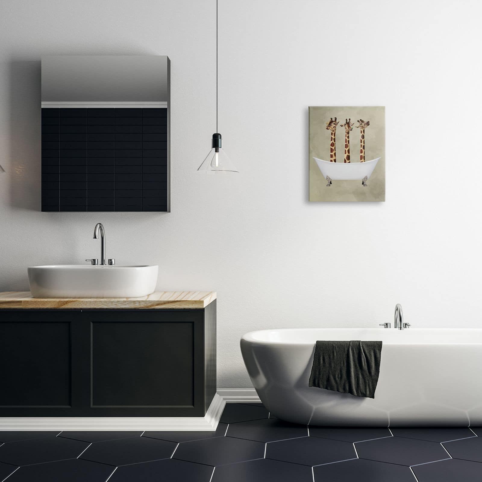 Stupell Industries Three Giraffes In A Bathtub Canvas Wall Art