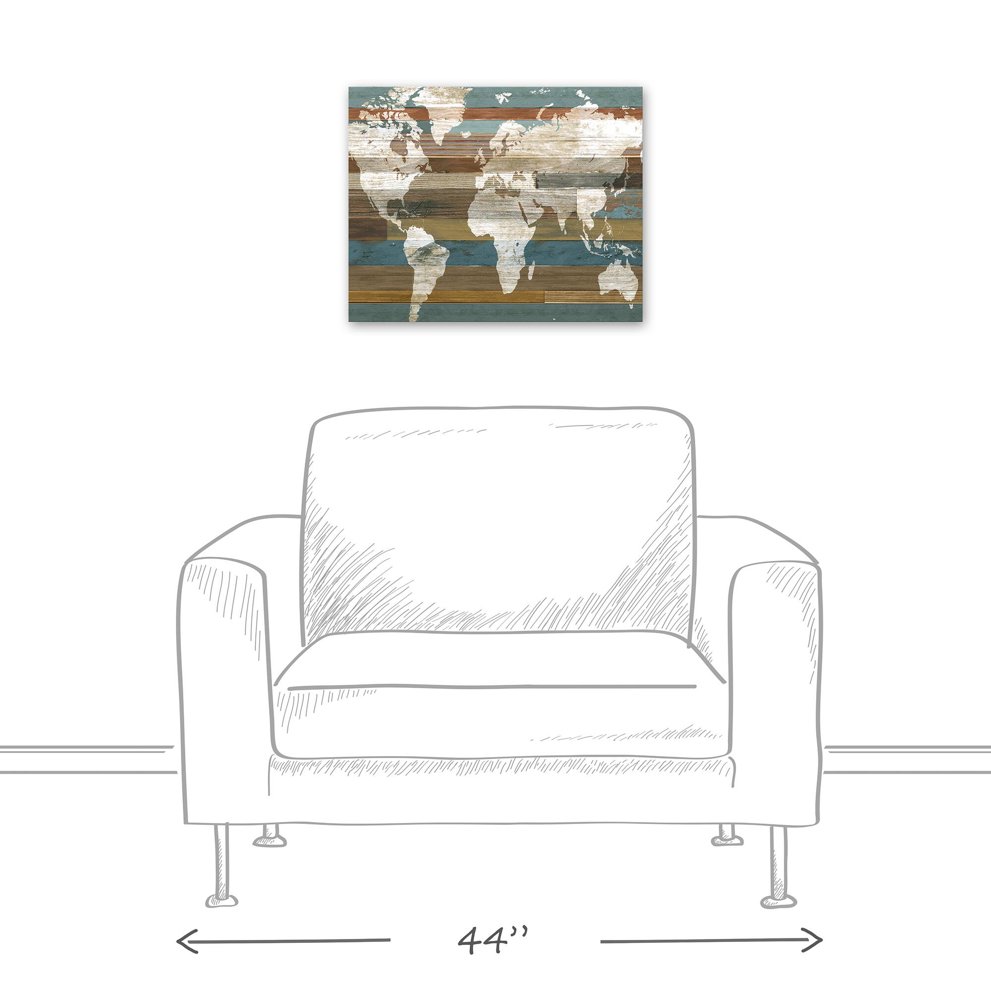 World Map Stripes 20" x 16" Canvas Wall Art