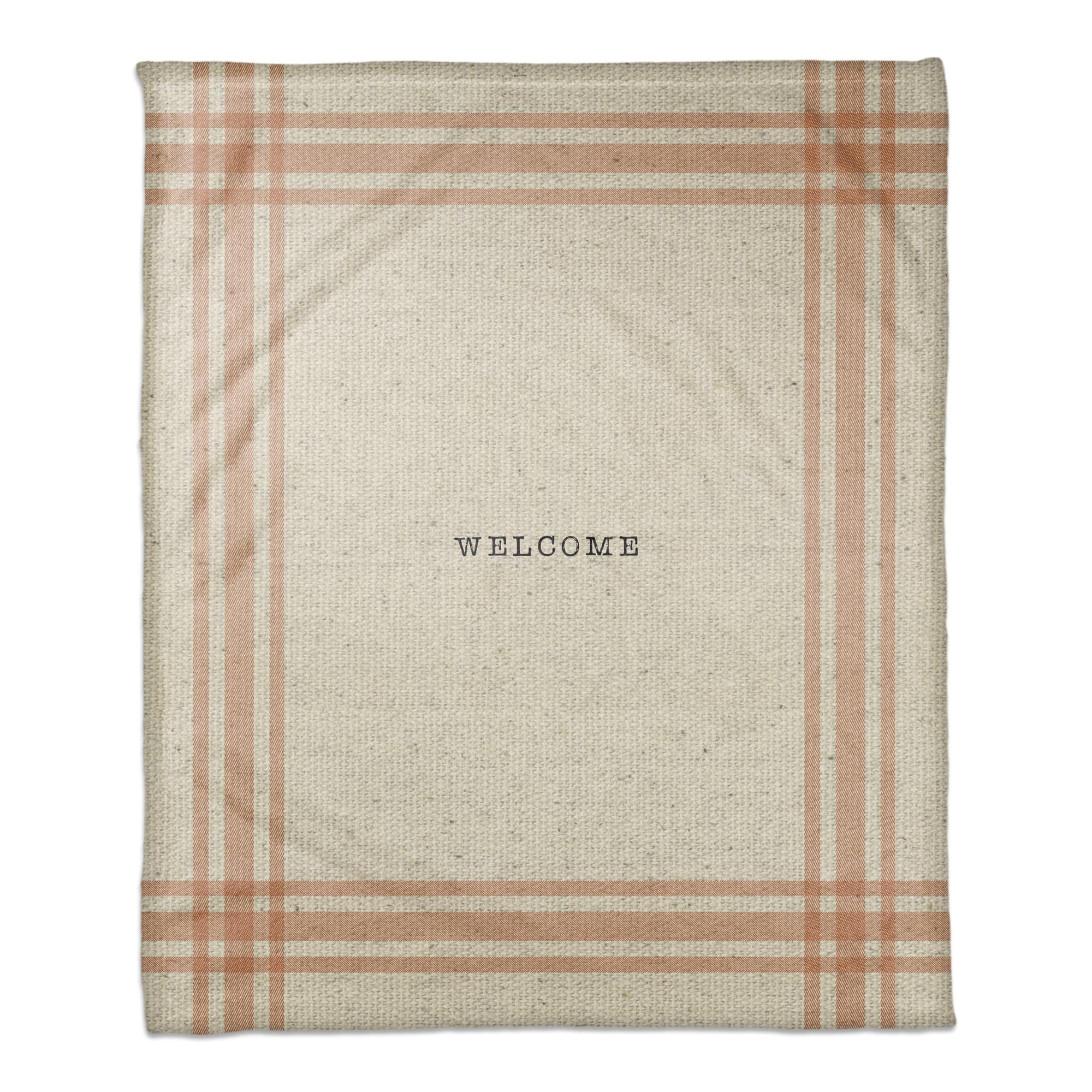 Plaid Border Welcome Fall Fleece Blanket