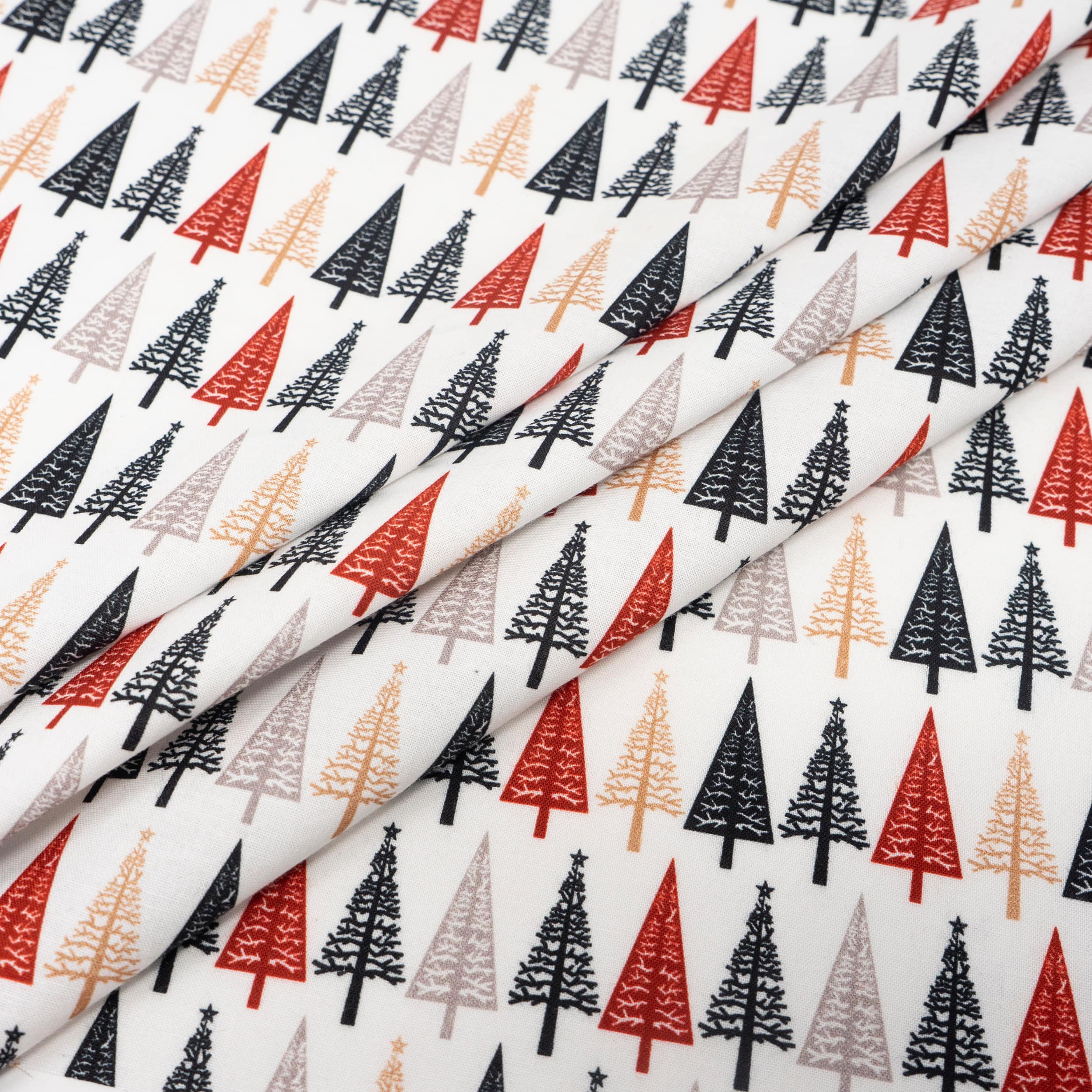 SINGER Modern Scandinavian Christmas Trees Print Ringspun Cotton Fabric