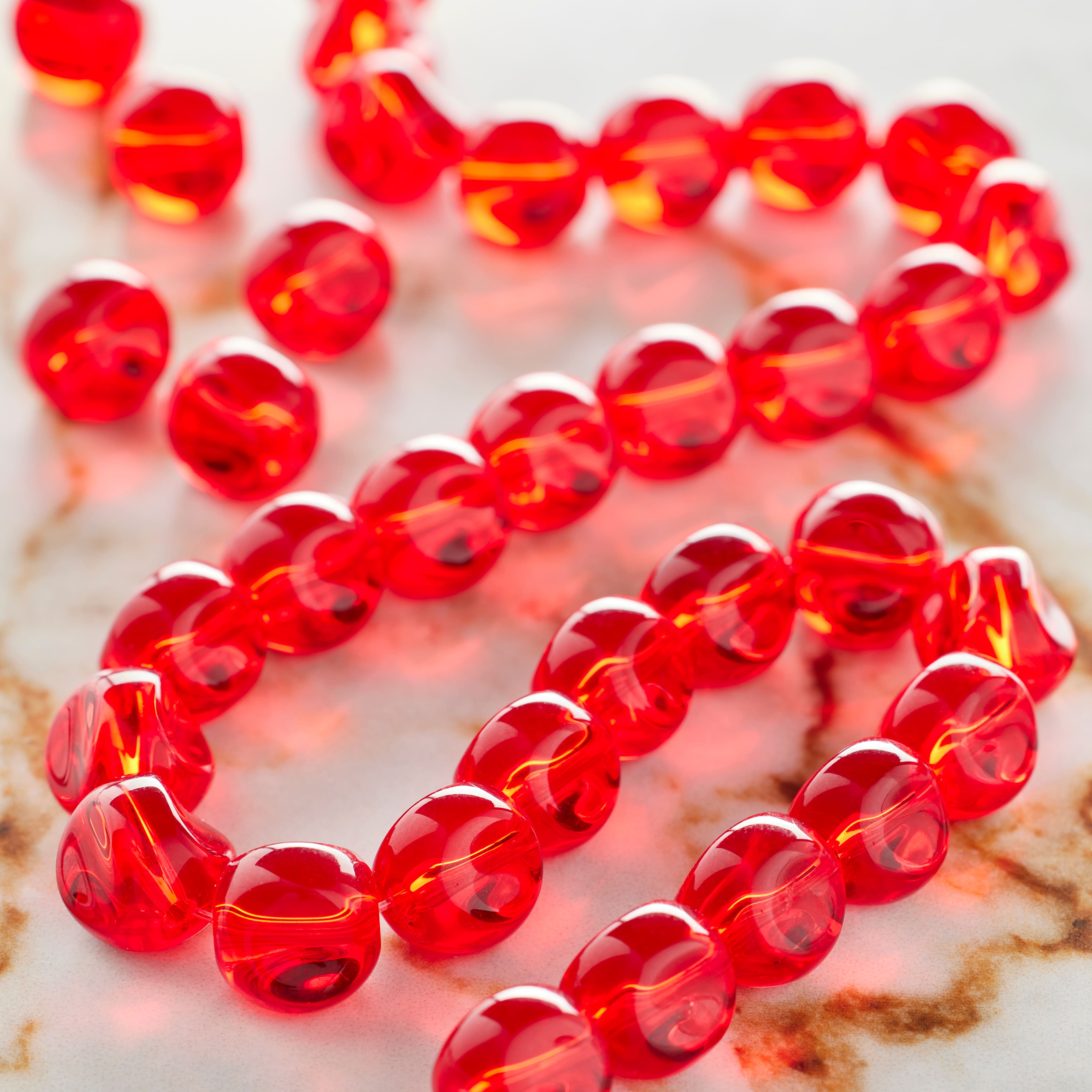 12 Pack: Ruby Cut Glass Round Beads, 10mm by Bead Landing™