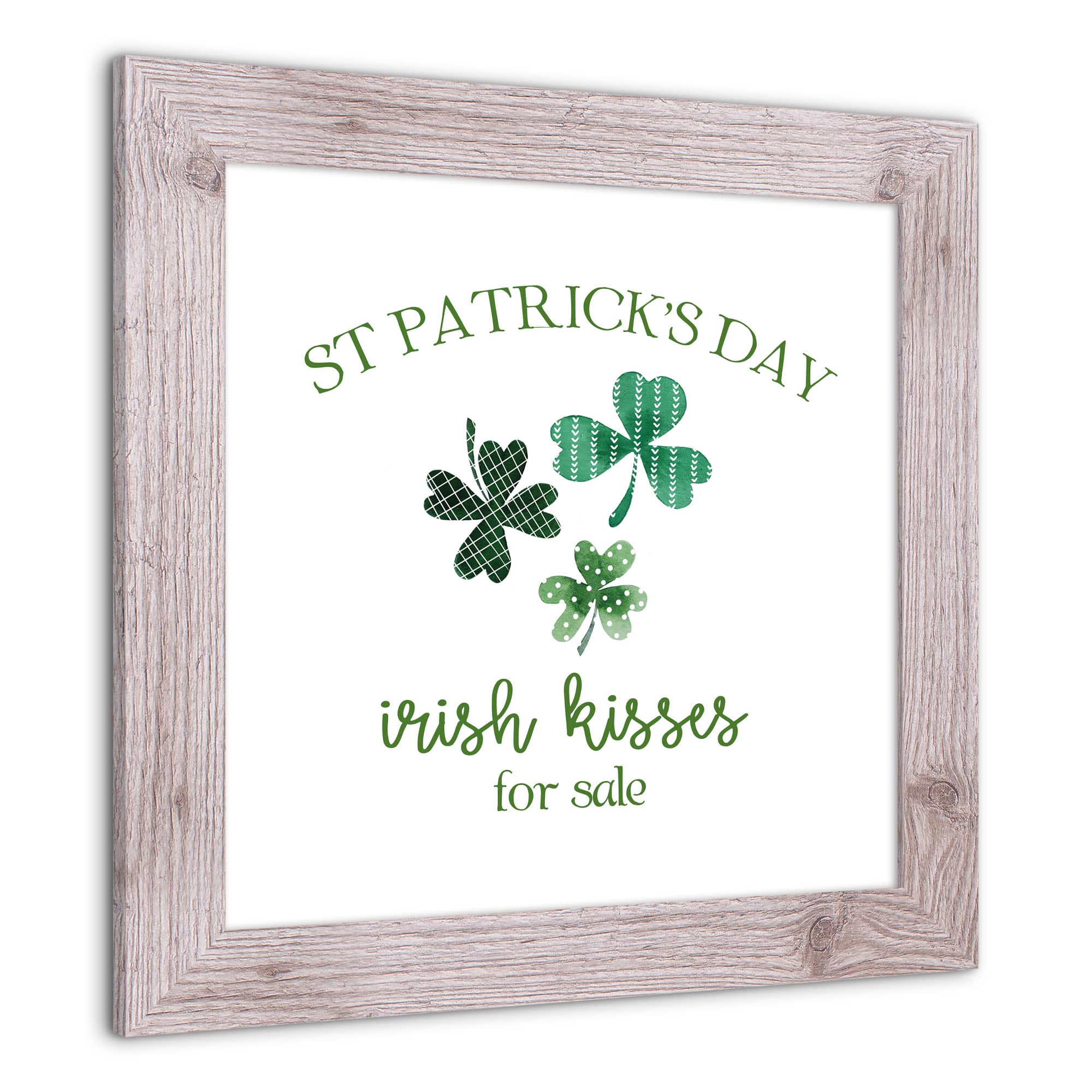 St Patricks Irish Kisses Framed Print 16" x 16" Western White Framed Print
