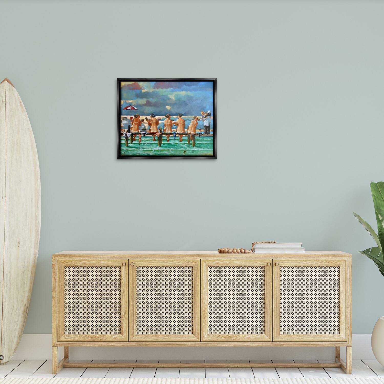 Stupell Industries Women on Dock with Tan Lines Floater Framed Art