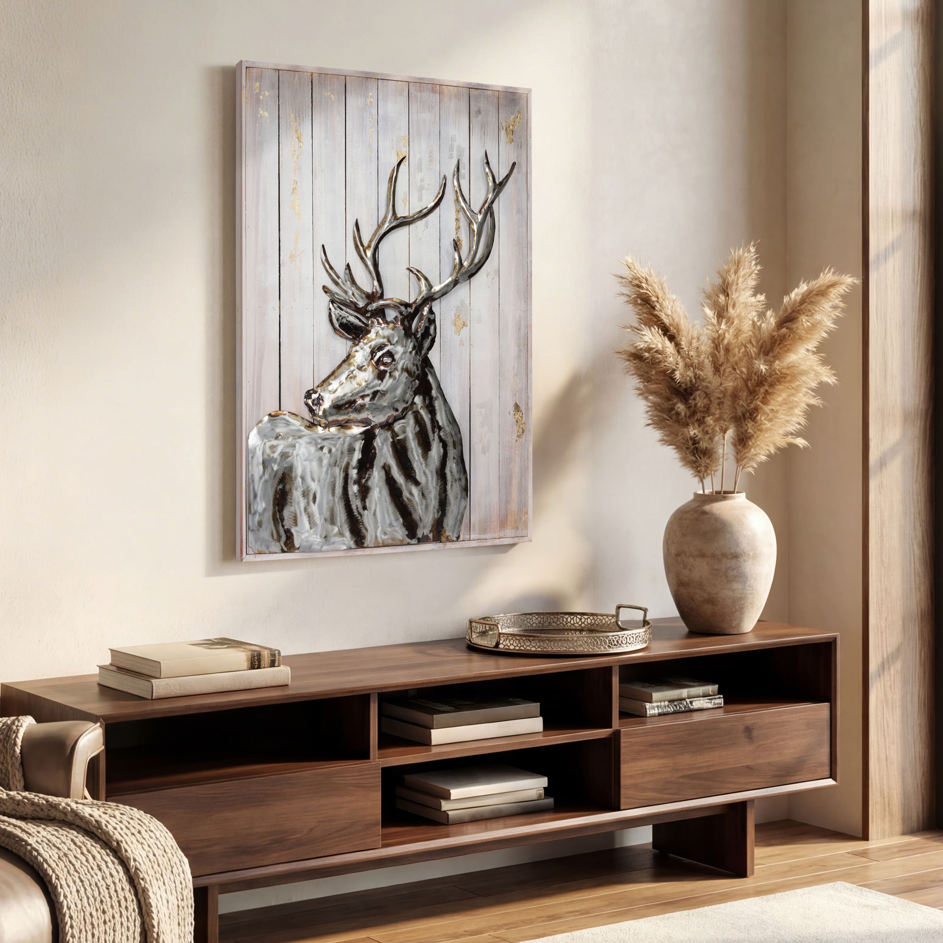 Empire Art Direct 40" x 30" Deer 2 Framed Metal Wall Sculpture