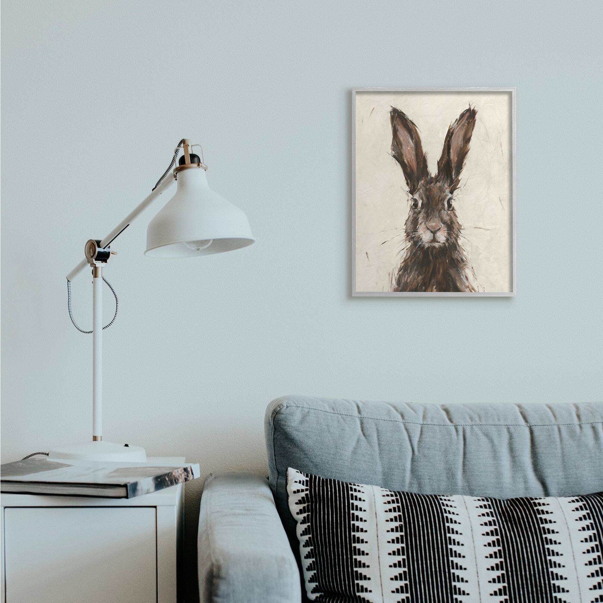 Stupell Industries Brown European Rabbit Wall Art In Gray Frame