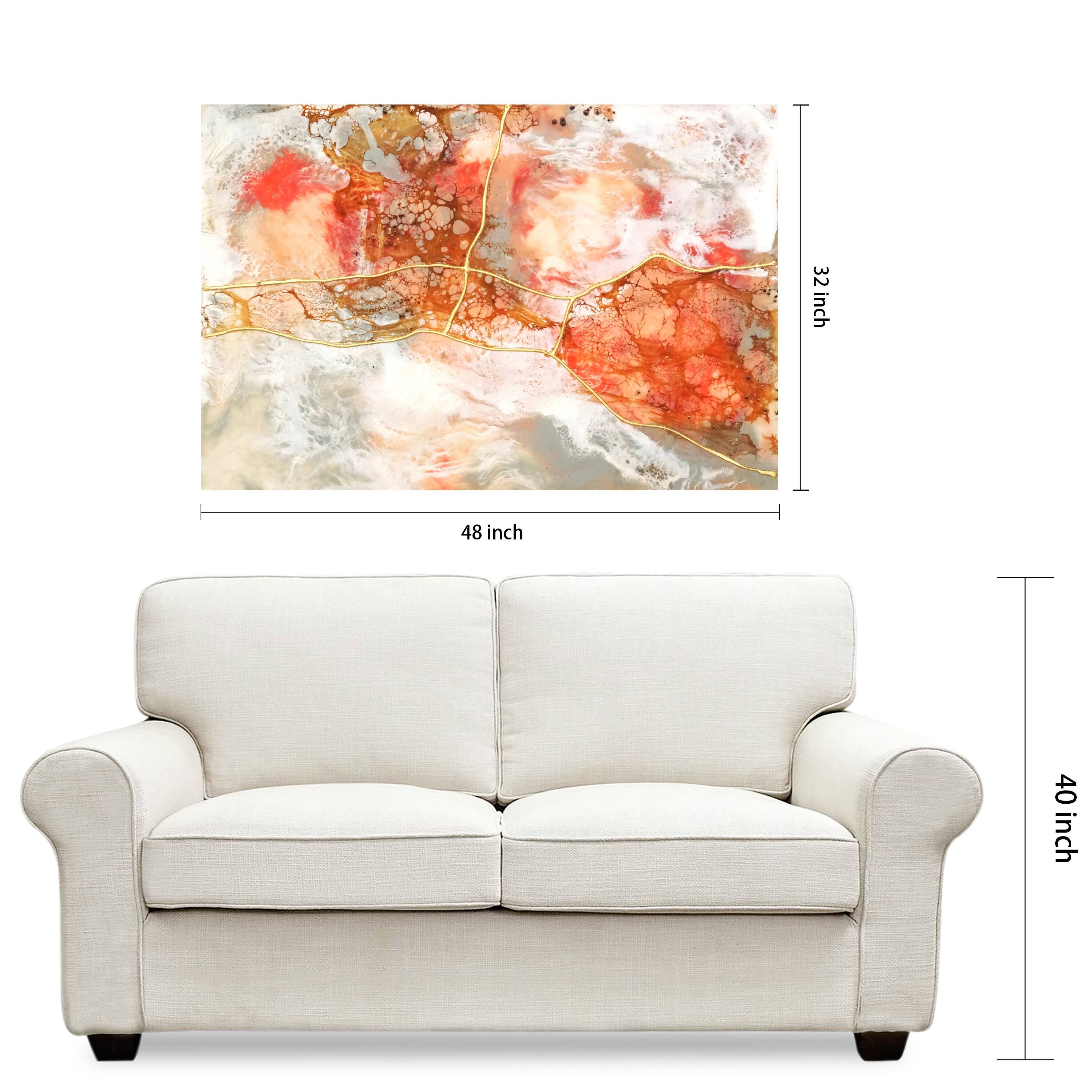 Empire Art Direct 48" x 32" Coral Lace II Frameless Free Floating Printed Tempered Art Glass Wall Art