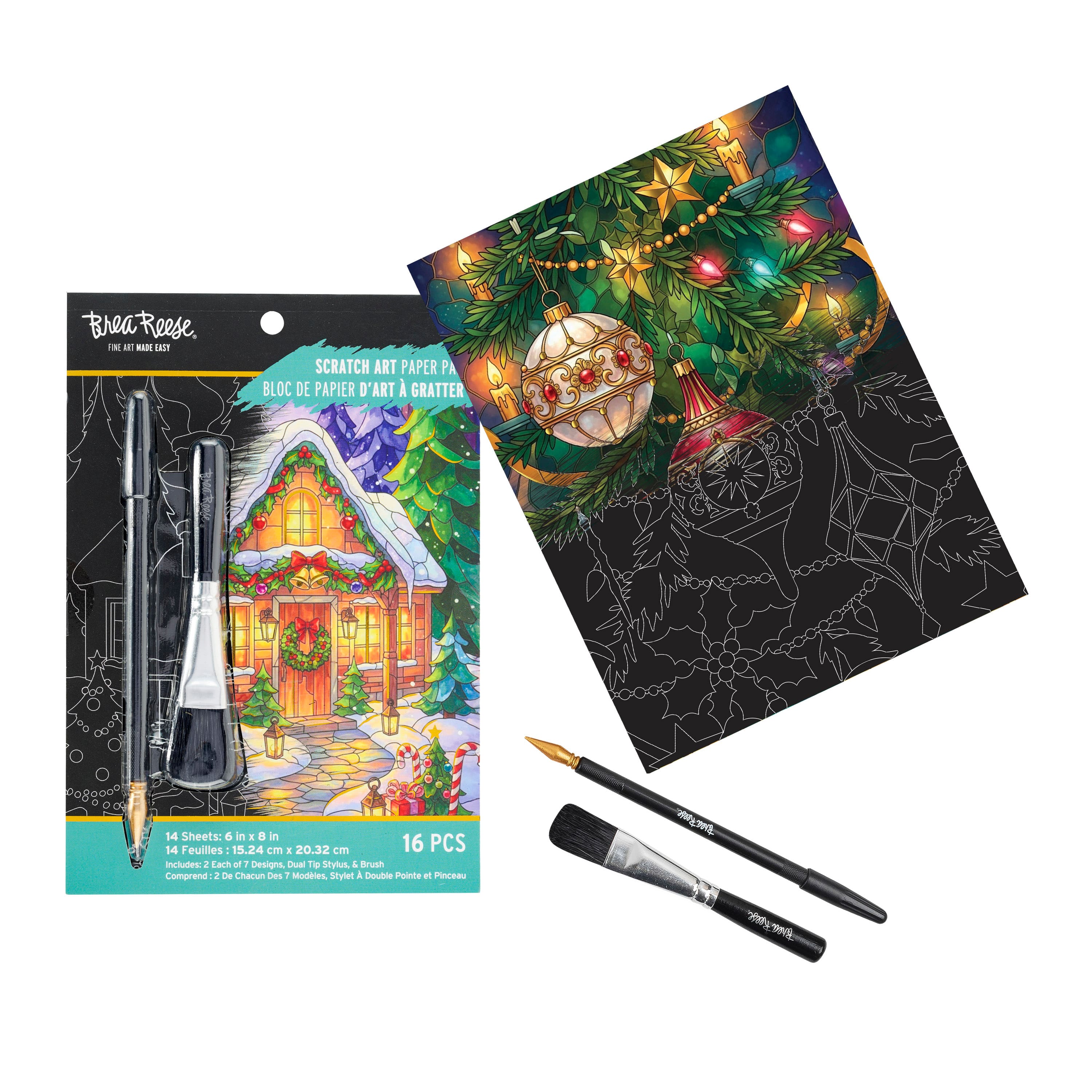 Brea Reese® 6" x 8" Stained Glass Christmas Scratch Art Paper Pad