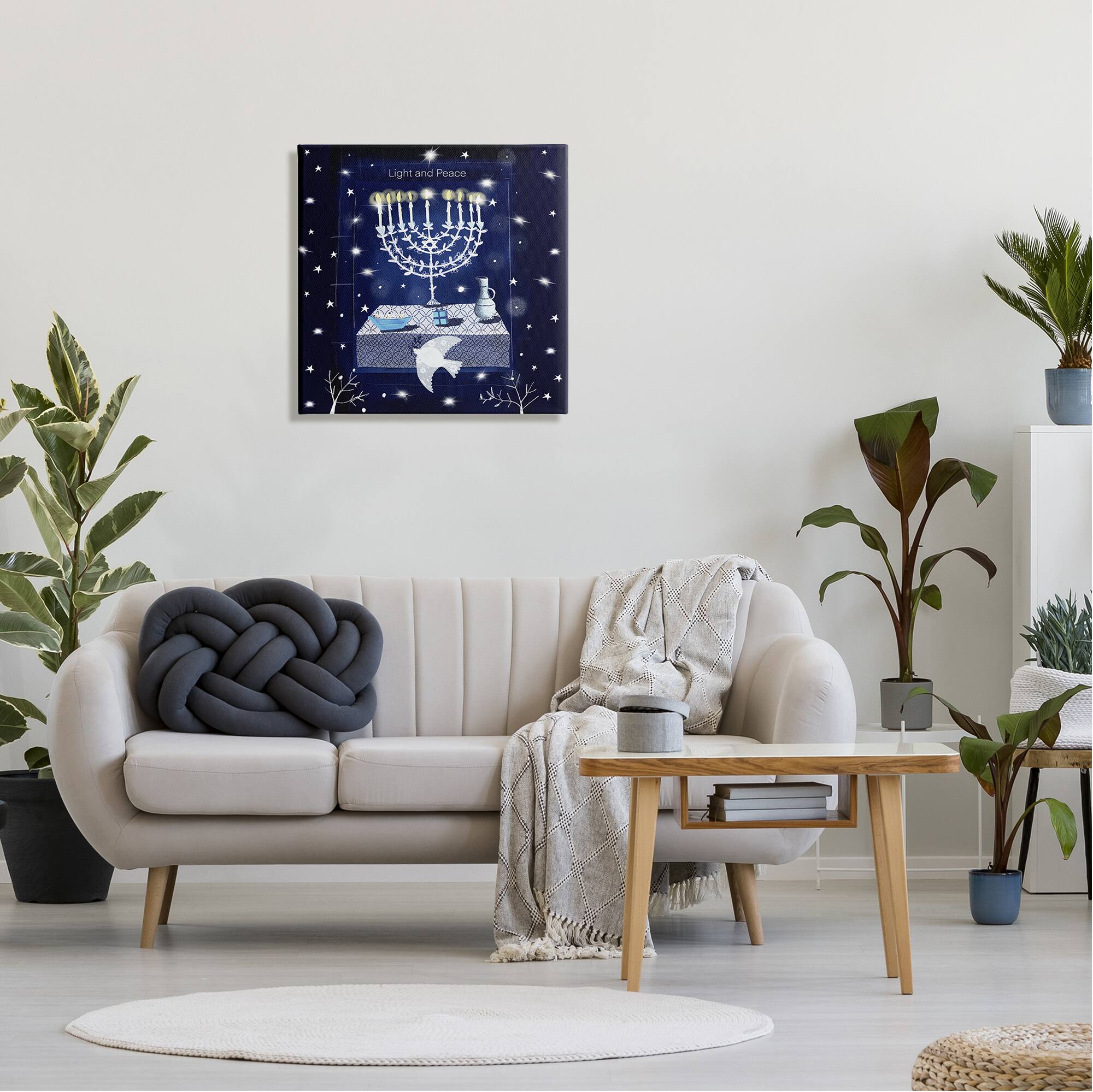 Stupell Industries Light & Peace Menorah Stars Canvas Wall Art