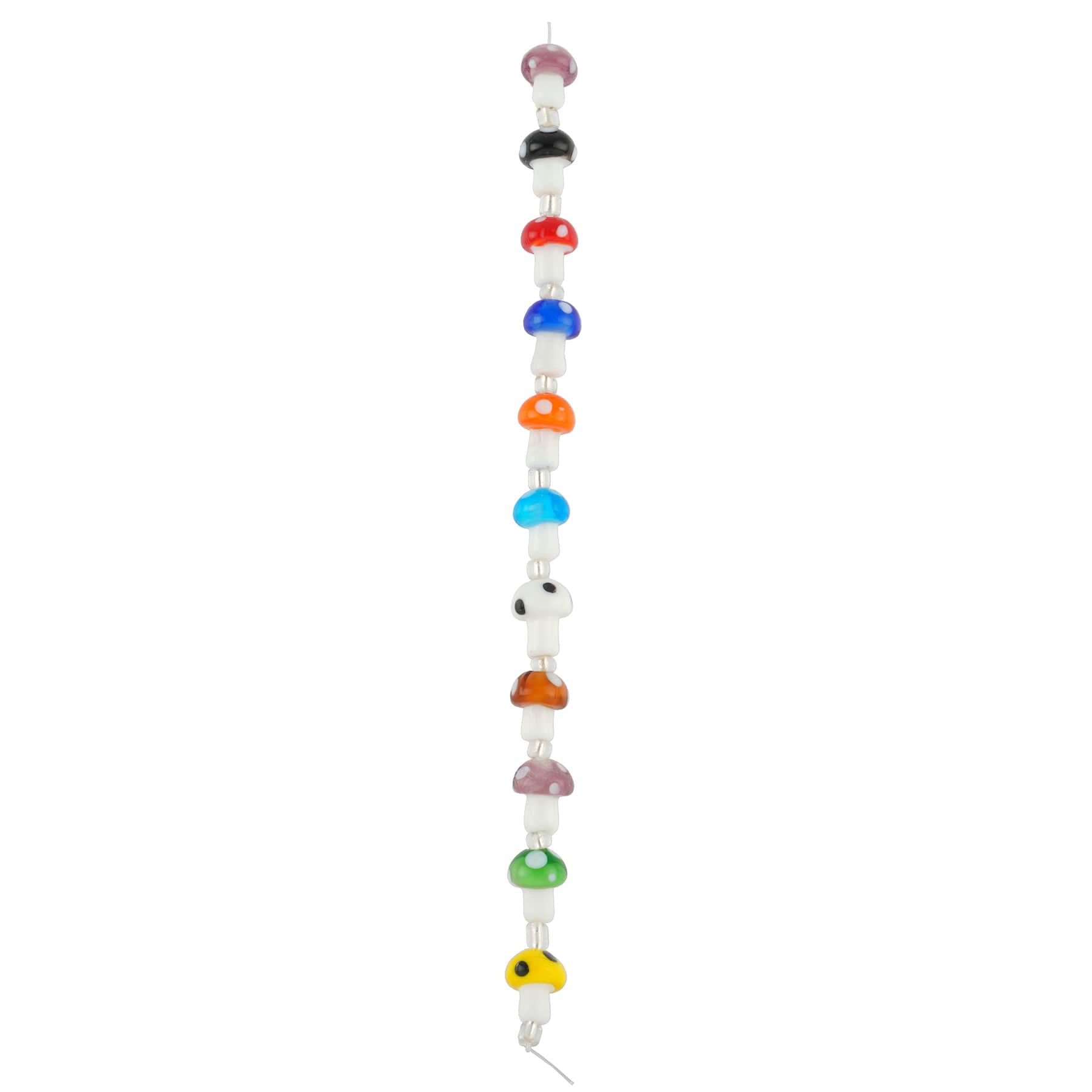 12 Packs: 11 ct. (132 total) Multicolor Mushroom Lampwork Glass Bead Mix by Bead Landing™