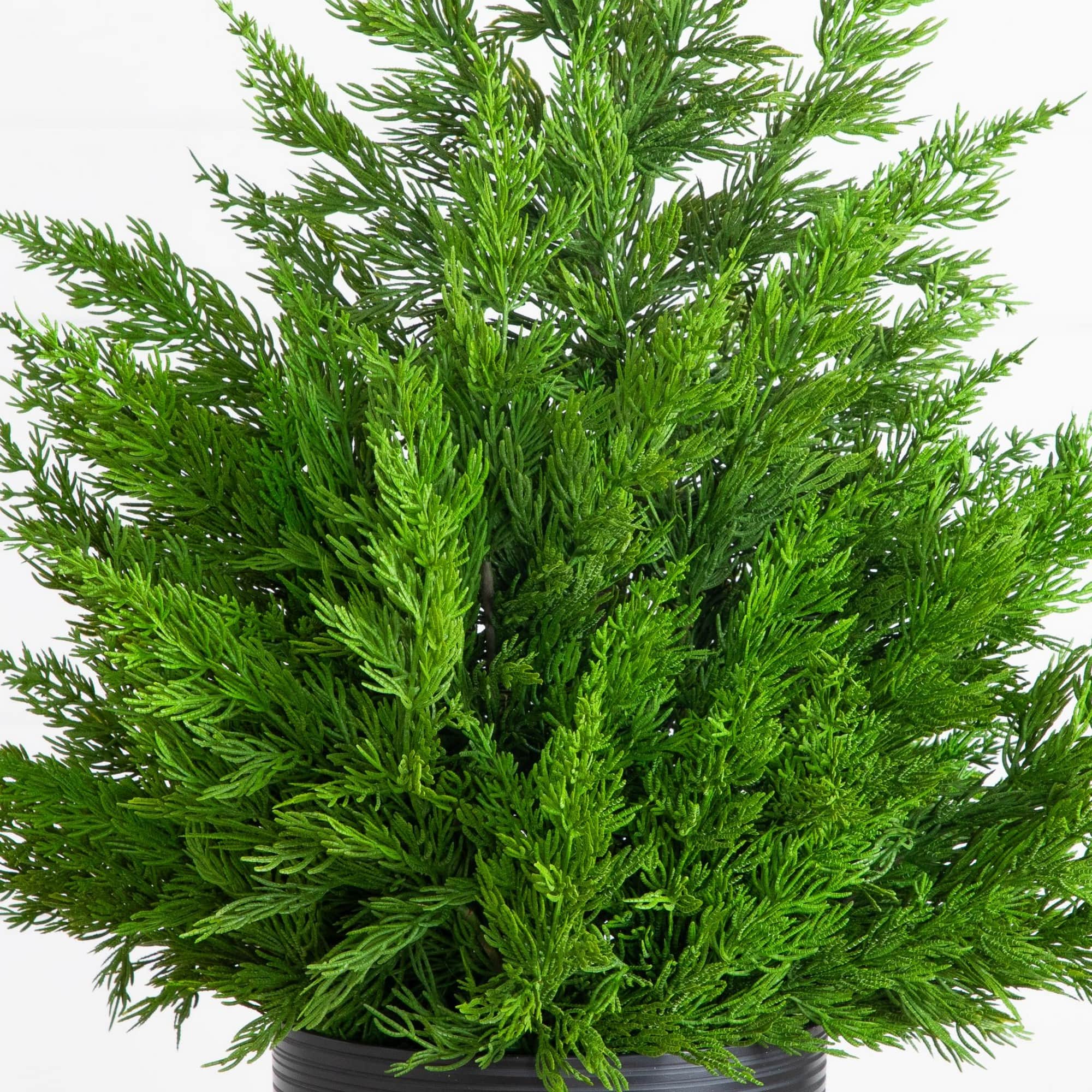 Nearly Natural 28" Artificial Real Touch Winter Cypress Bush in Black Decorative Planter