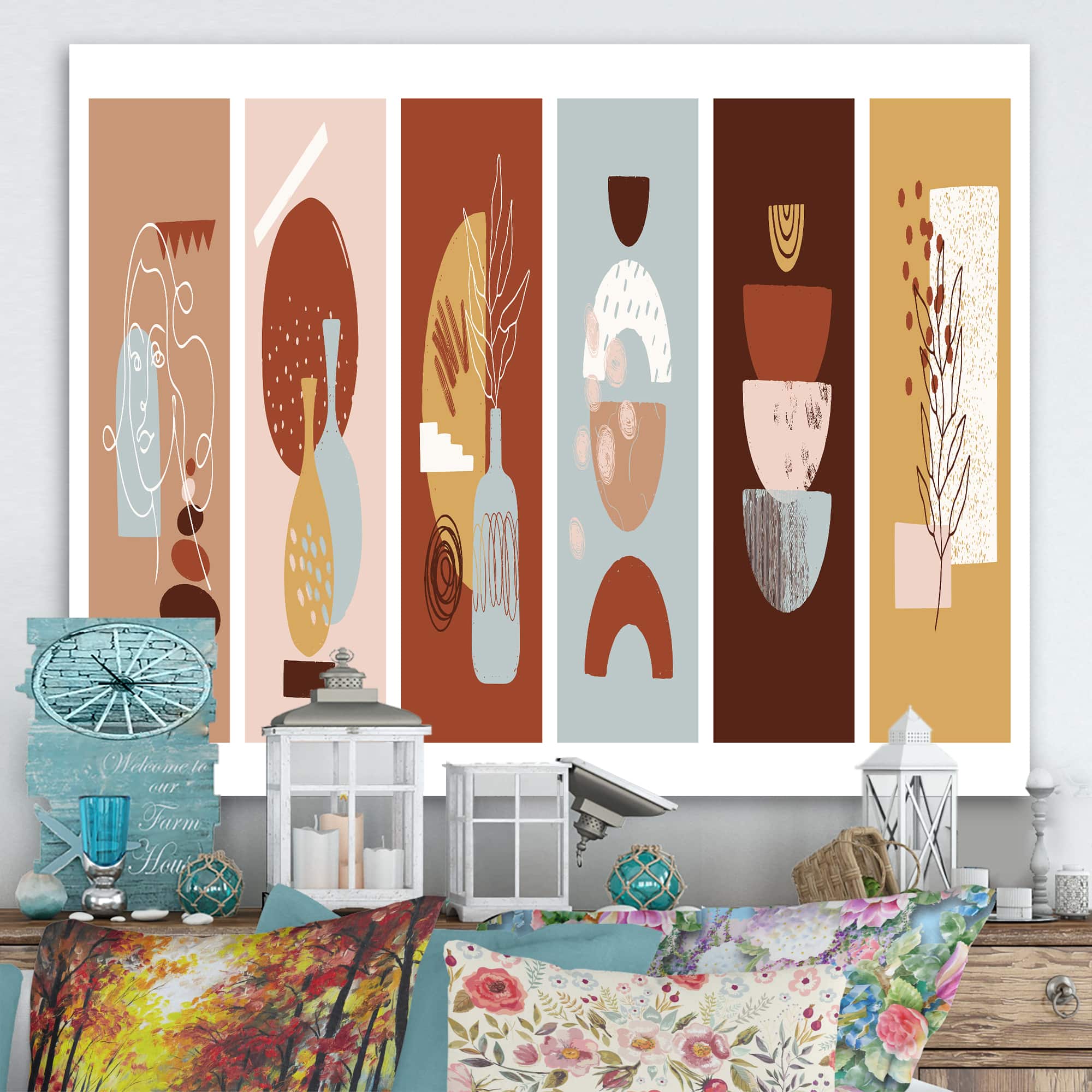 Designart - Minimalistic Compostion of Organic Shapes V - Modern Canvas Wall Art Print