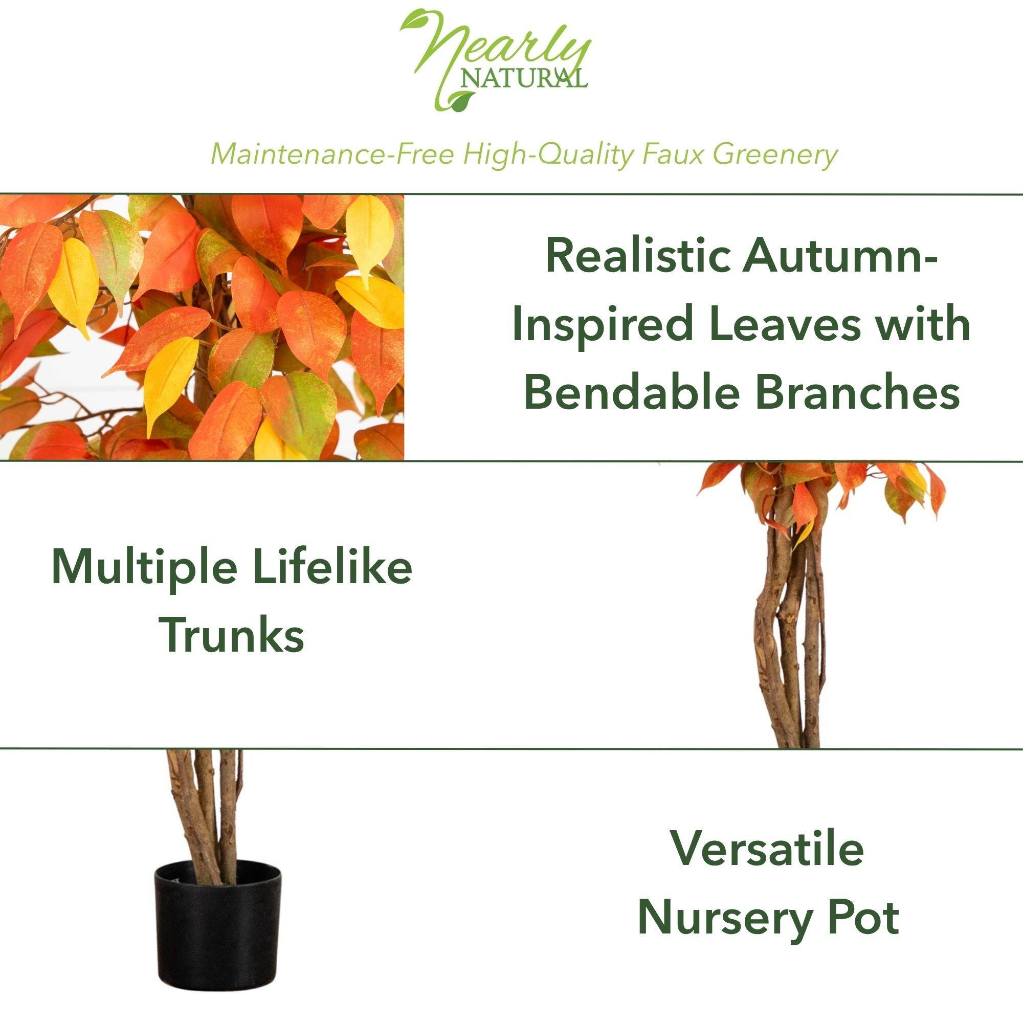 3ft. Orange & Yellow Autumn Ficus Artificial Potted Tree
