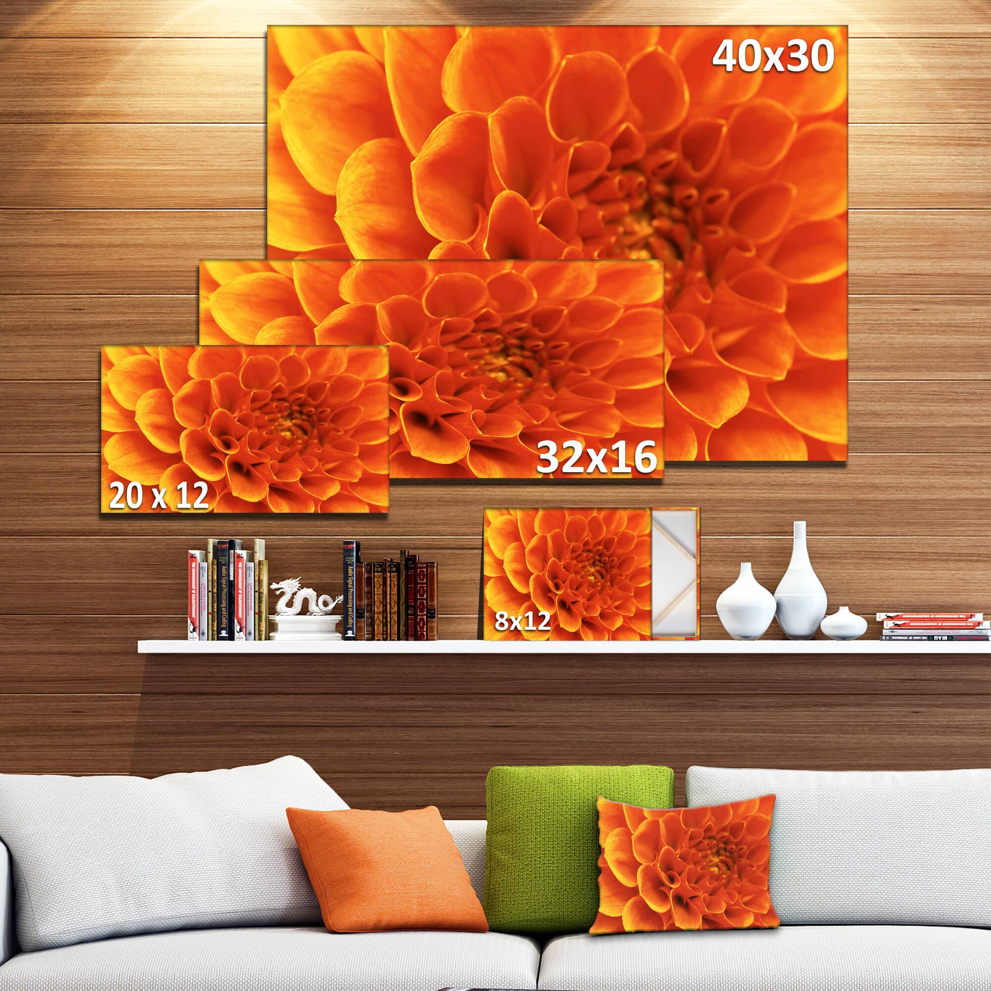 Designart - Large Orange Flower and Petals