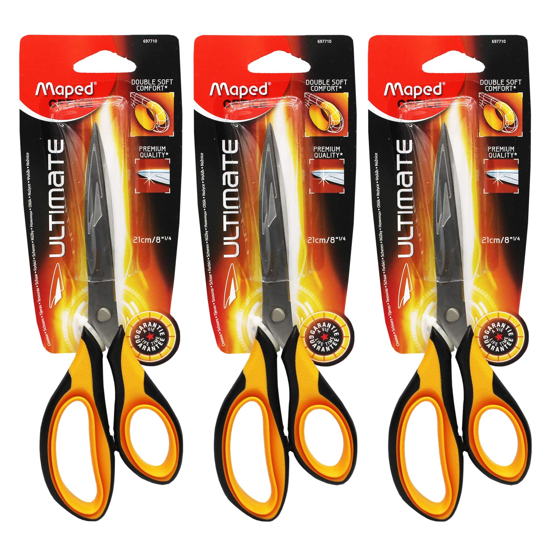 Maped® 8.25" Ultimate Scissors with Double Soft Rings, 3ct.