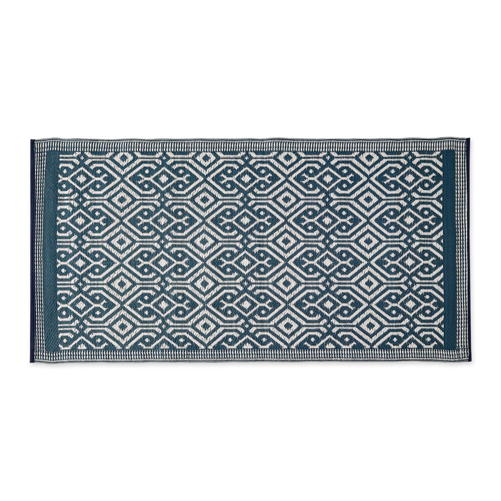 Blue Morrocan Outdoor Floor Runner 3ft. x 6ft.