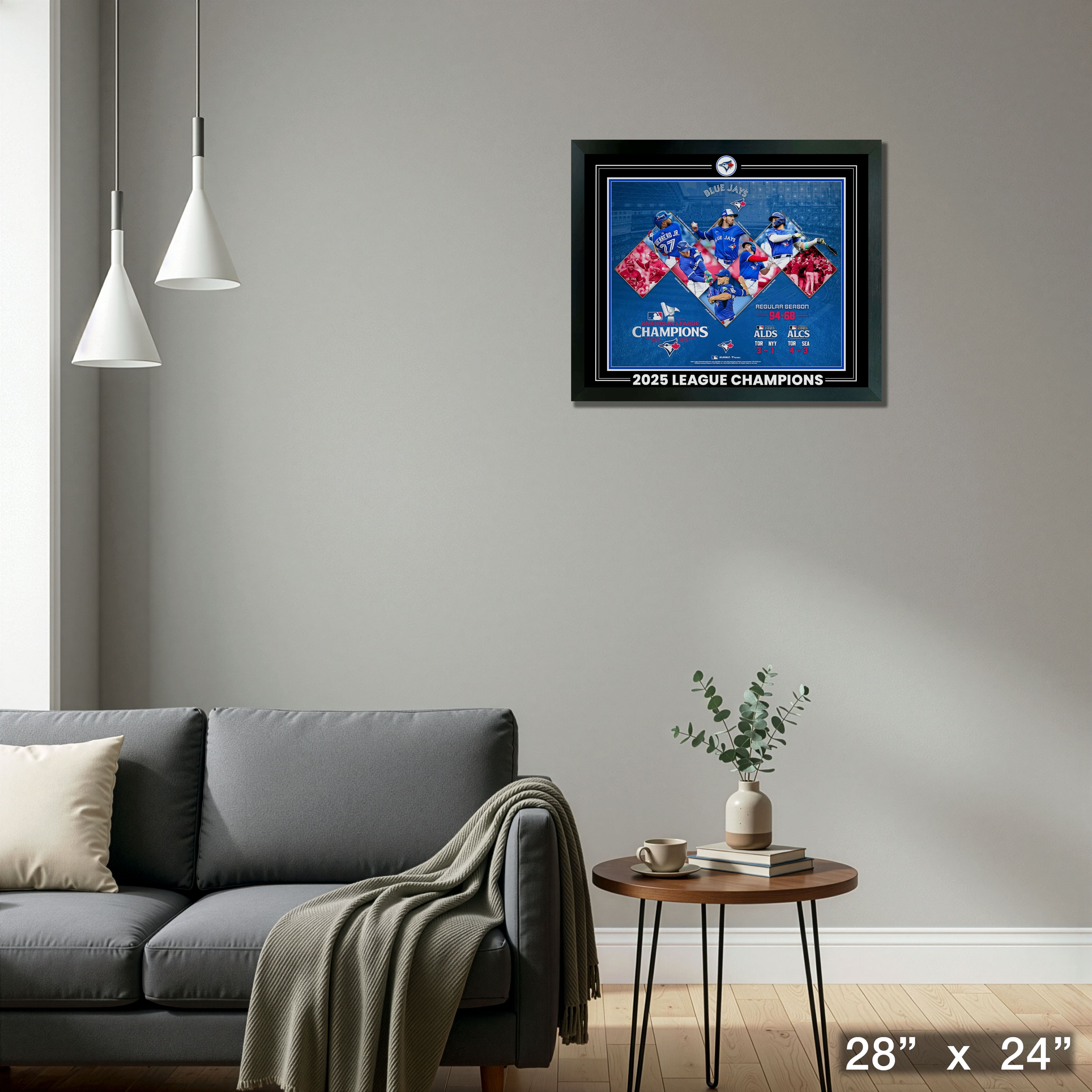 Toronto Blue Jays 16" x 20" Framed with Pin 2025 American League Champions Collage 28" x 24"