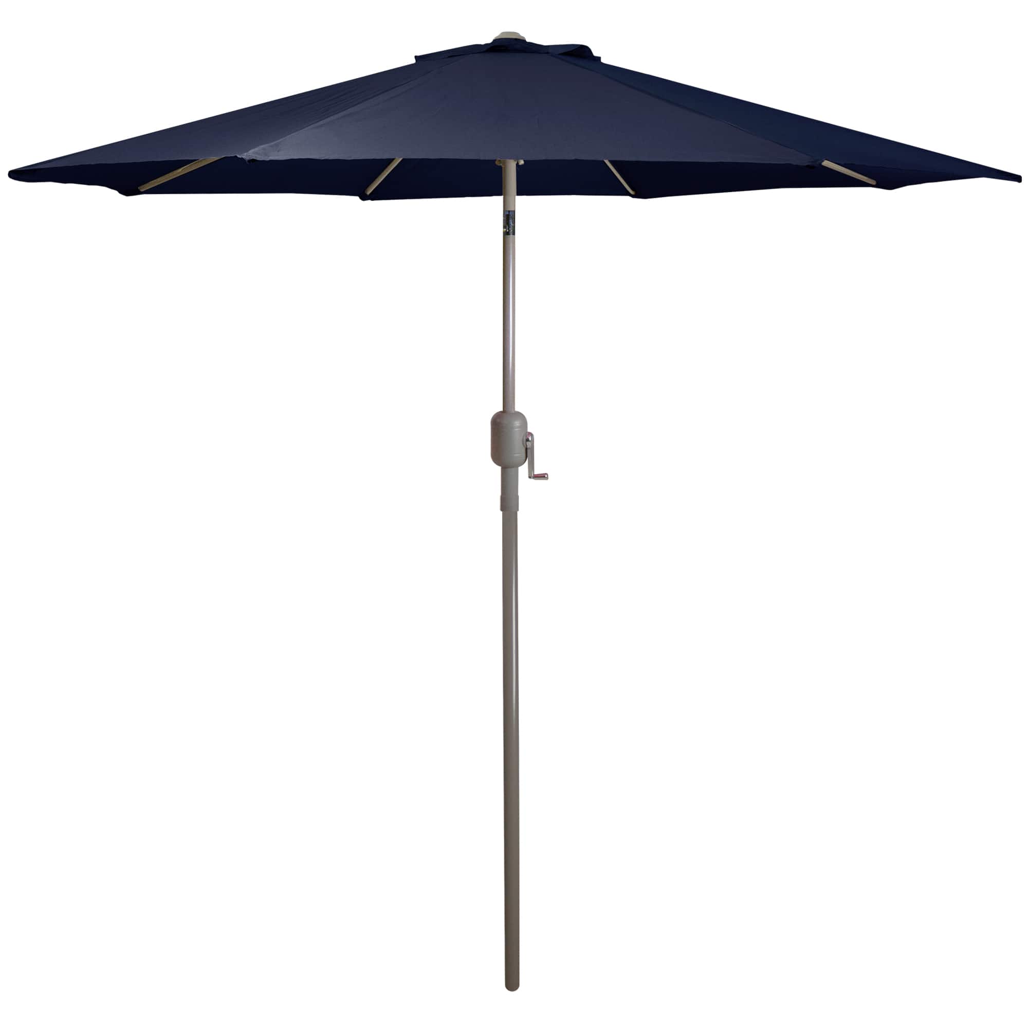 9Ft Outdoor Patio Market Umbrella with Hand Crank & Tilt By Northlight in Navy Blue/Brown | 9ft x 8ft | Michaels®