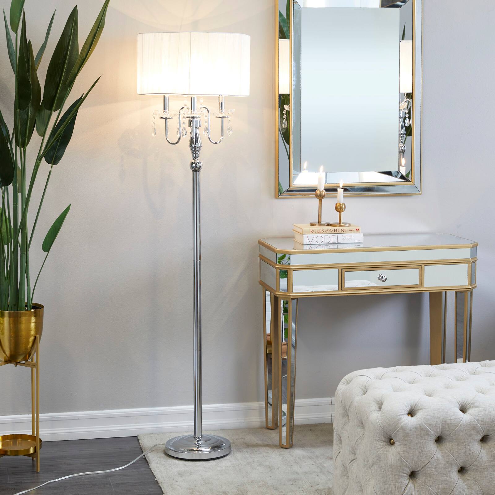 Silver Metal Floor Lamp 16" x 16" x 63