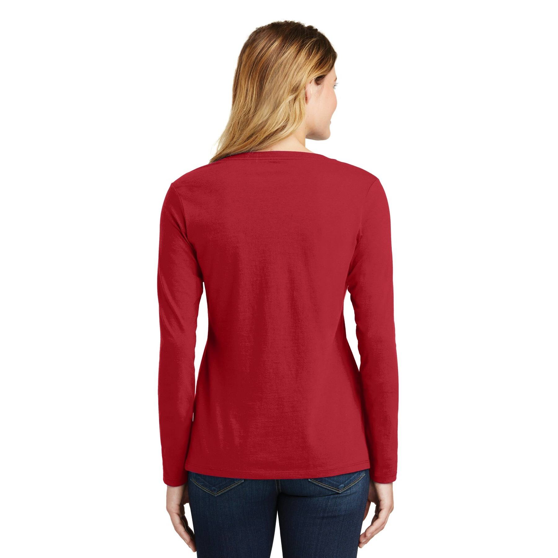 Port & Company® Fan Favorite™ Colors Long Sleeve Ladies V-Neck T-Shirt