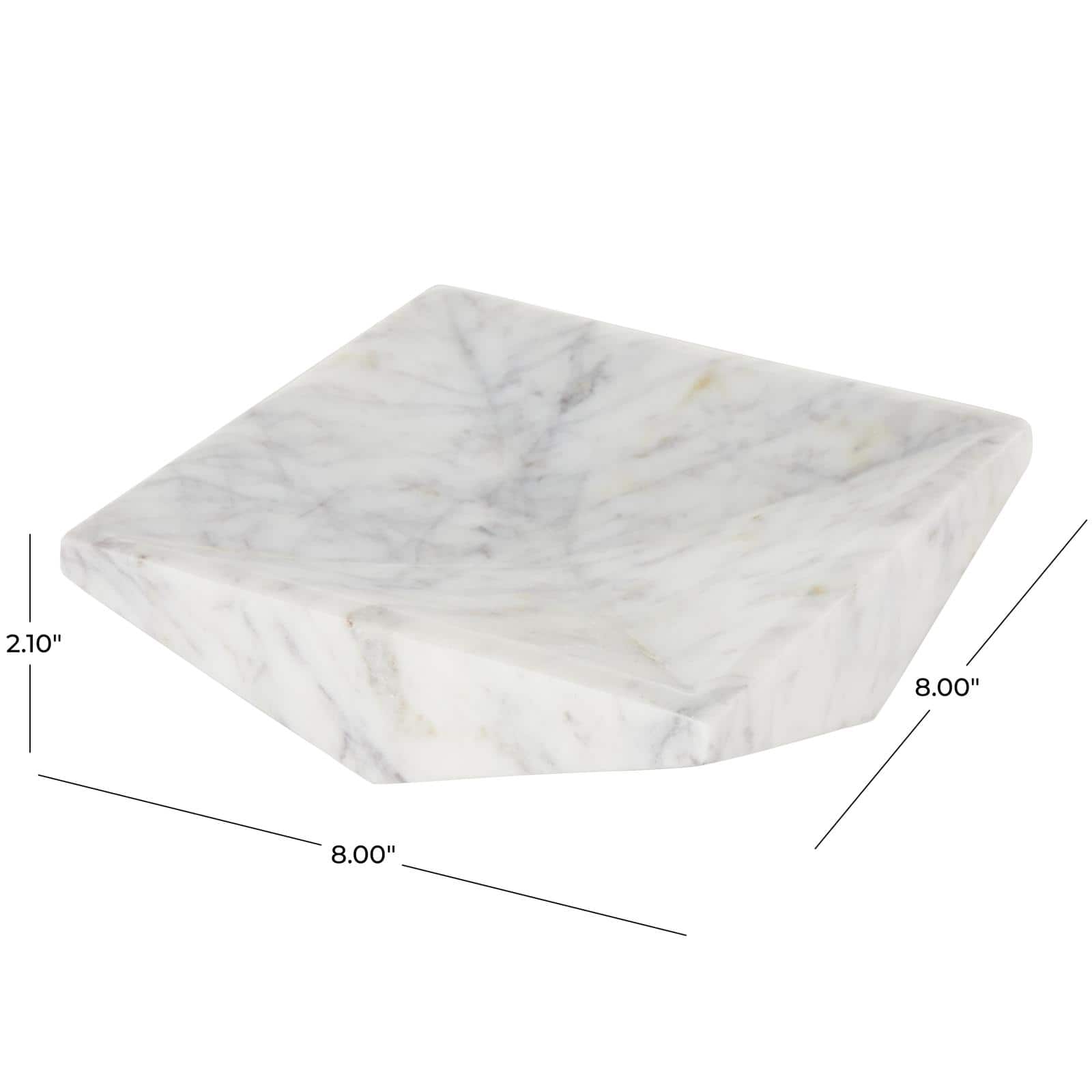 White Marble Geometric Square Tray