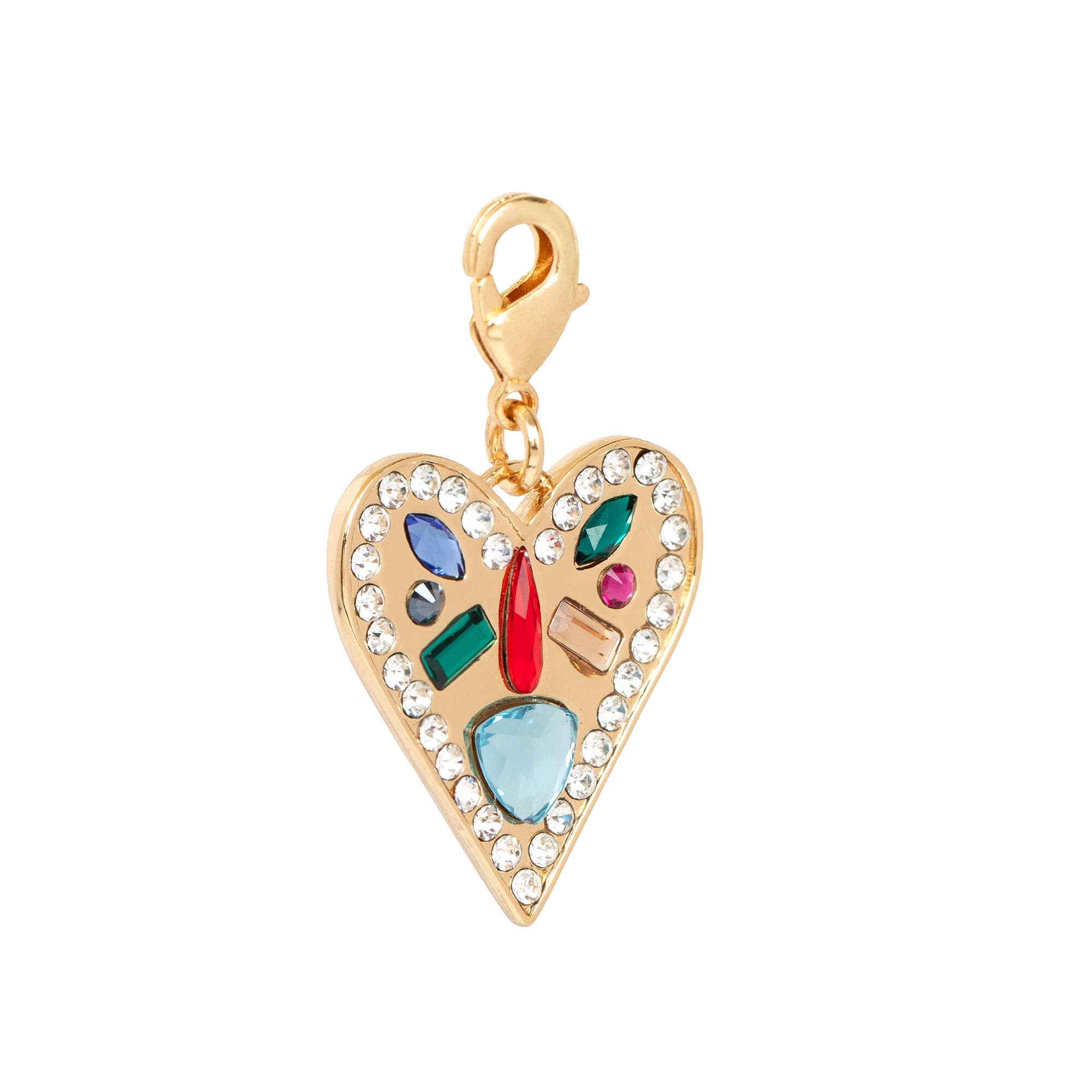 Gold Rainbow Gem Heart Austrian Crystal Charm by Bead Landing™