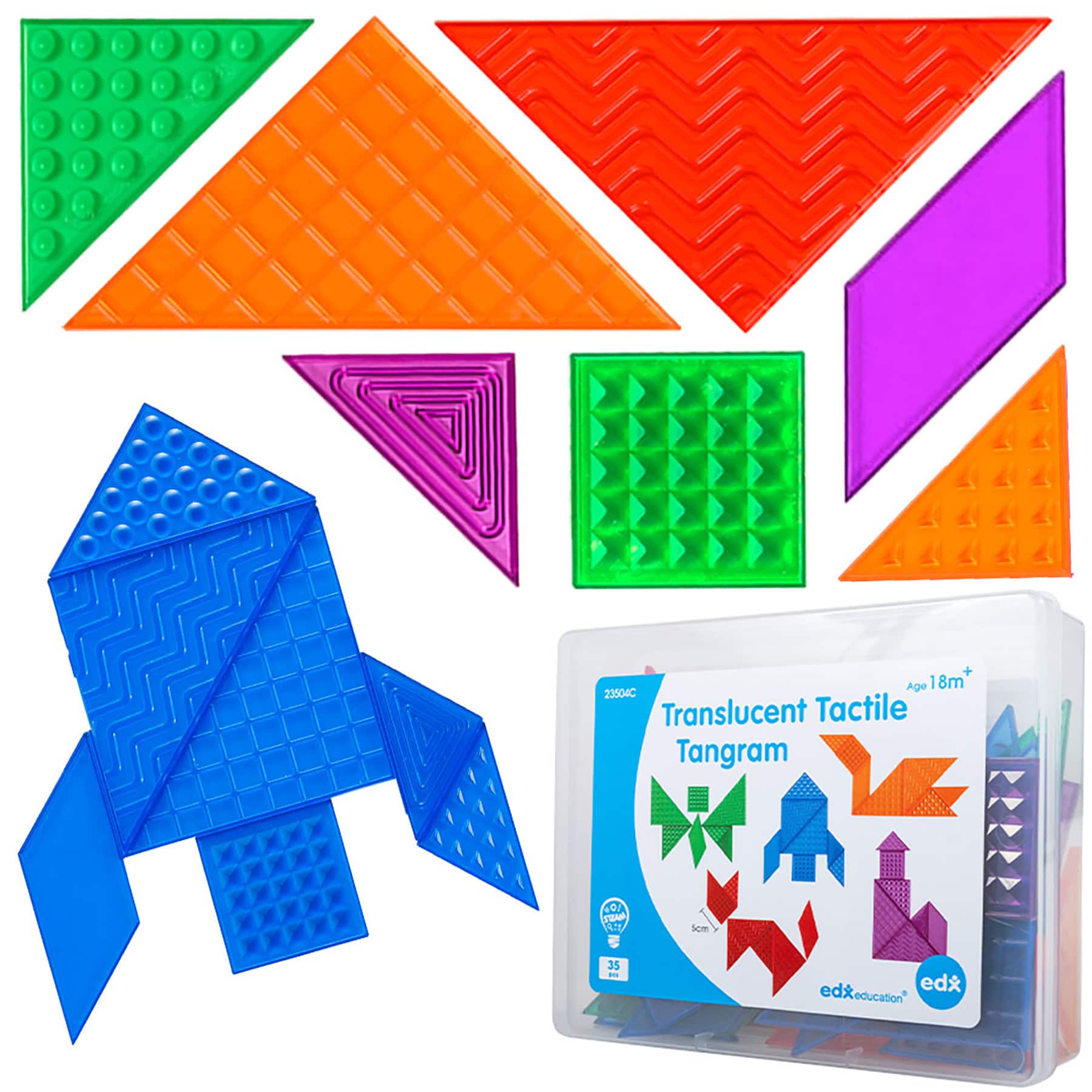 edxeducation® Translucent Tactile Tangrams Set