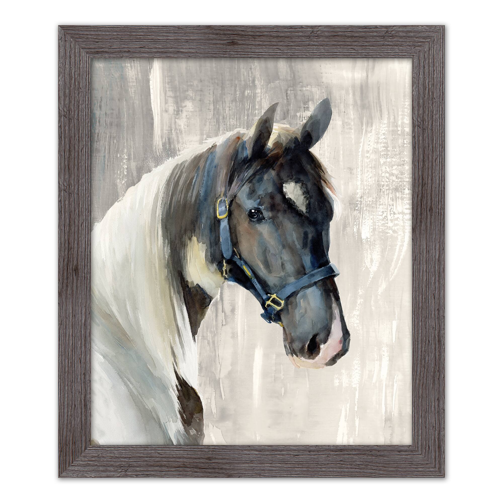 Watercolor Horse 20" x 24" Western Gray Framed Print