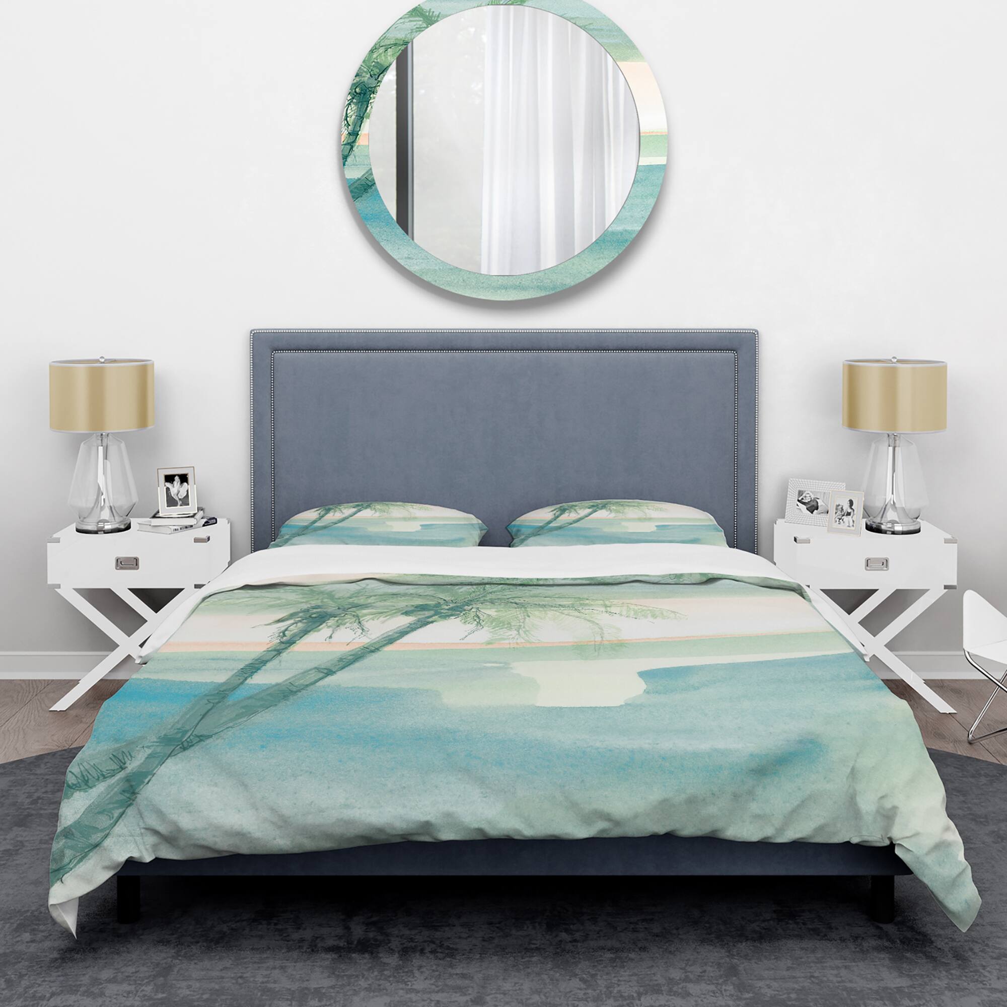 Designart 'Peaceful Dusk I Tropical' Coastal Bedding Set - Duvet Cover & Shams