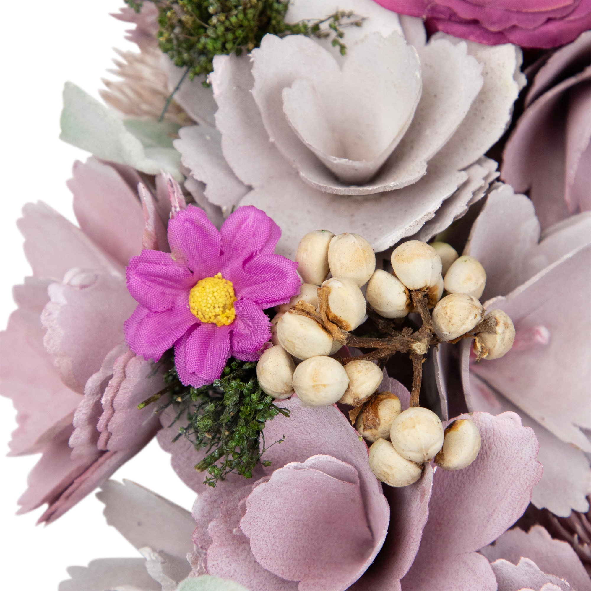 13.5" Wooden Floral Artificial Spring Wreath with Dried Pods