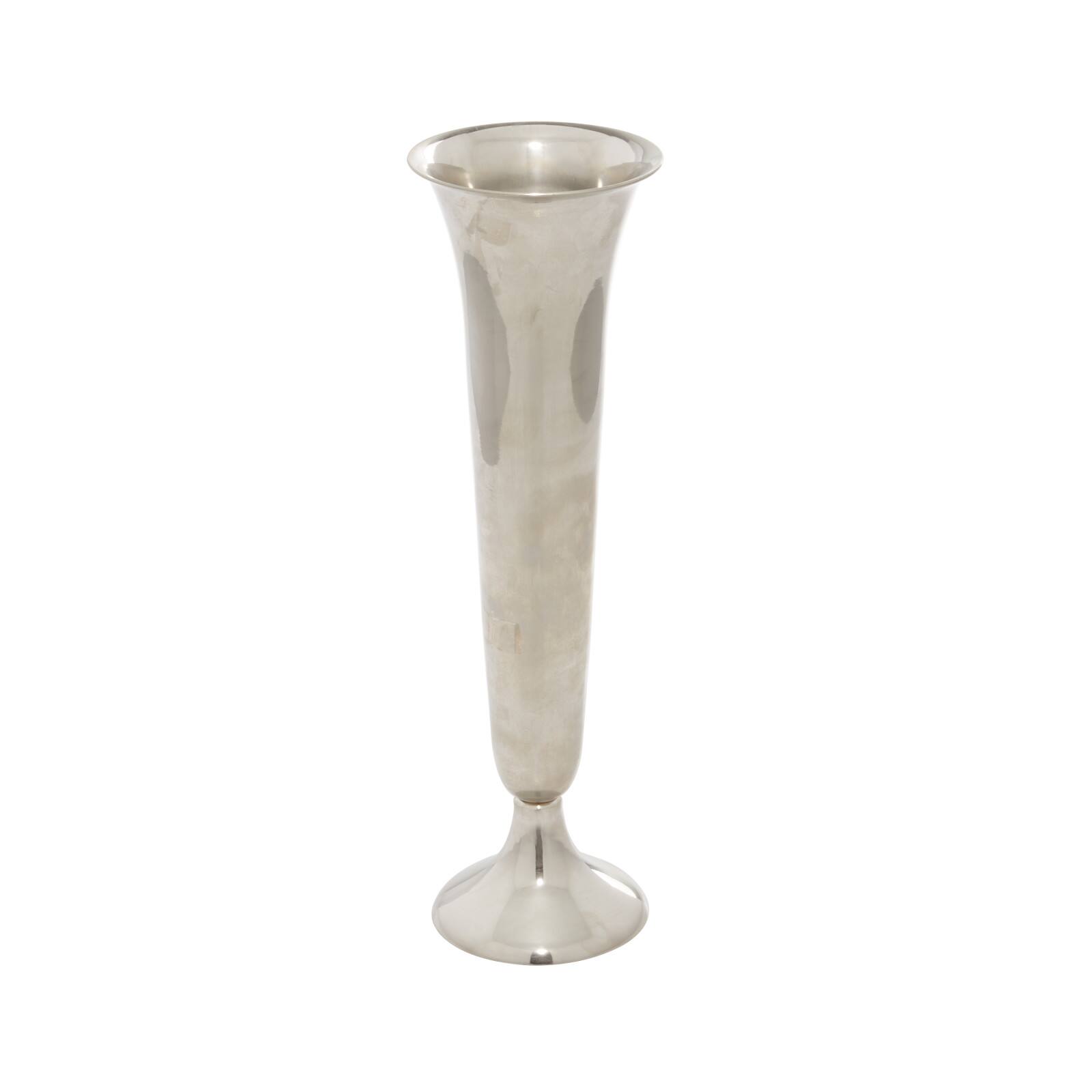 14" Silver Aluminum Traditional Vase