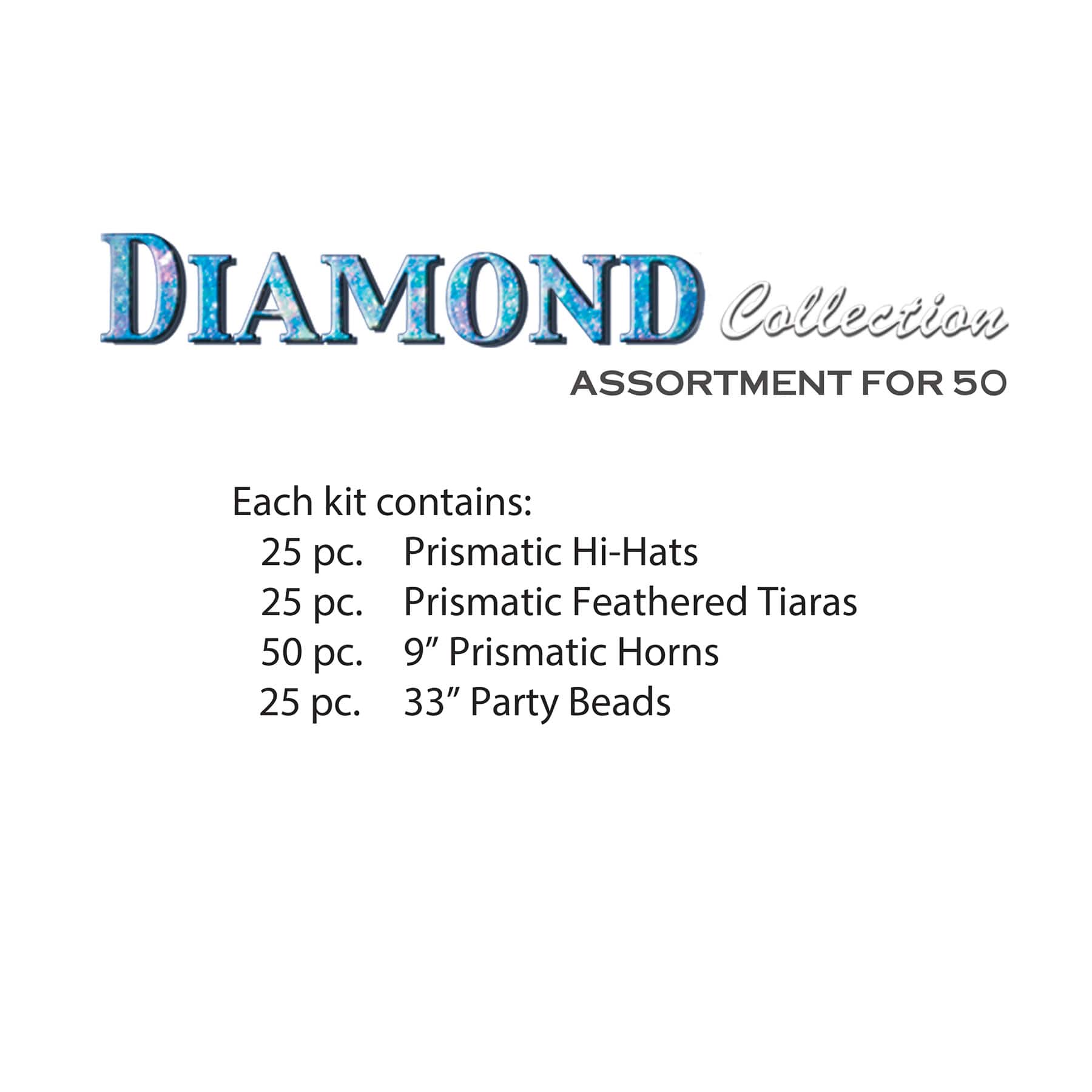 Beistle New Year Diamond Collection Party Favor Kit for 50