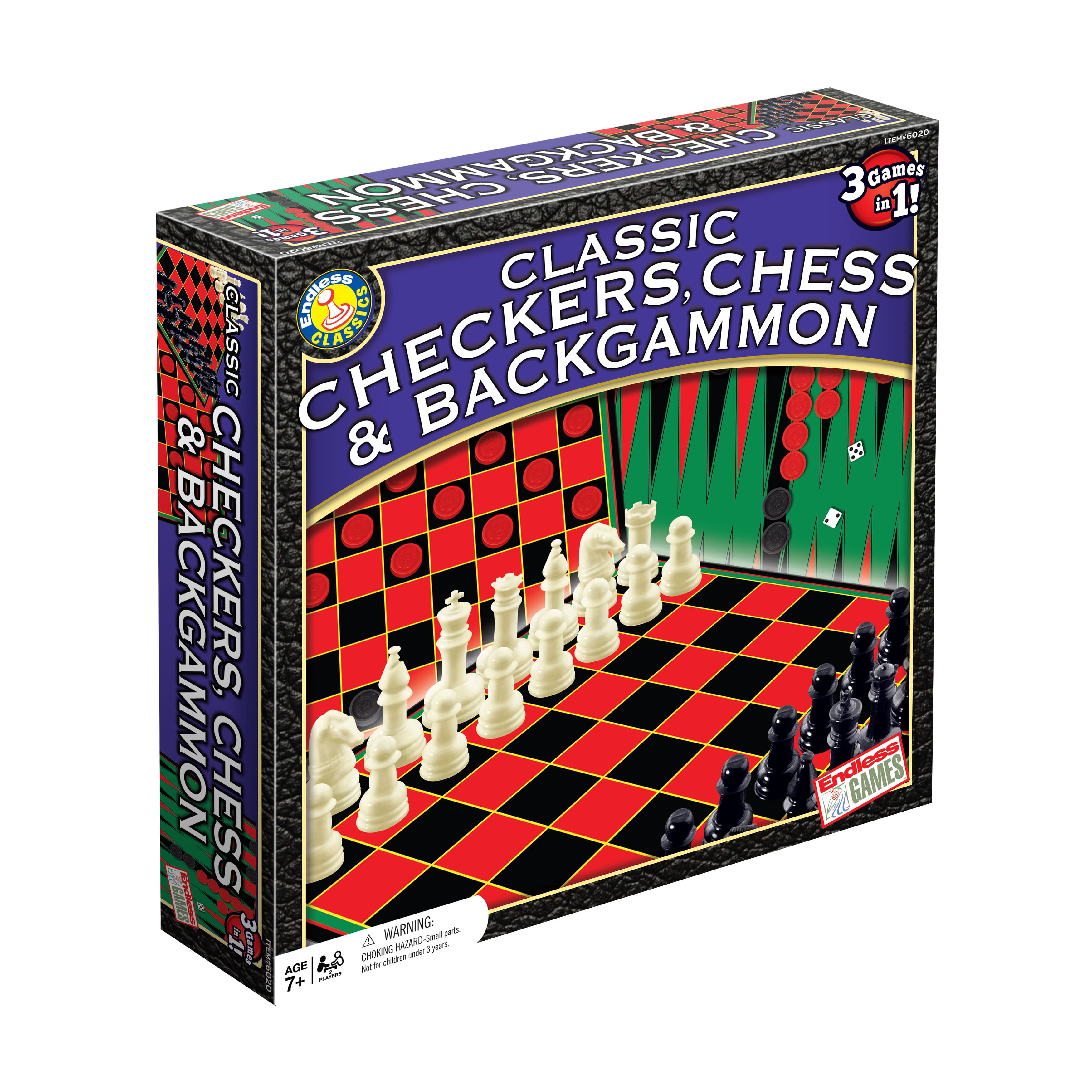 Classic Checkers, Chess & Backgammon Game Set