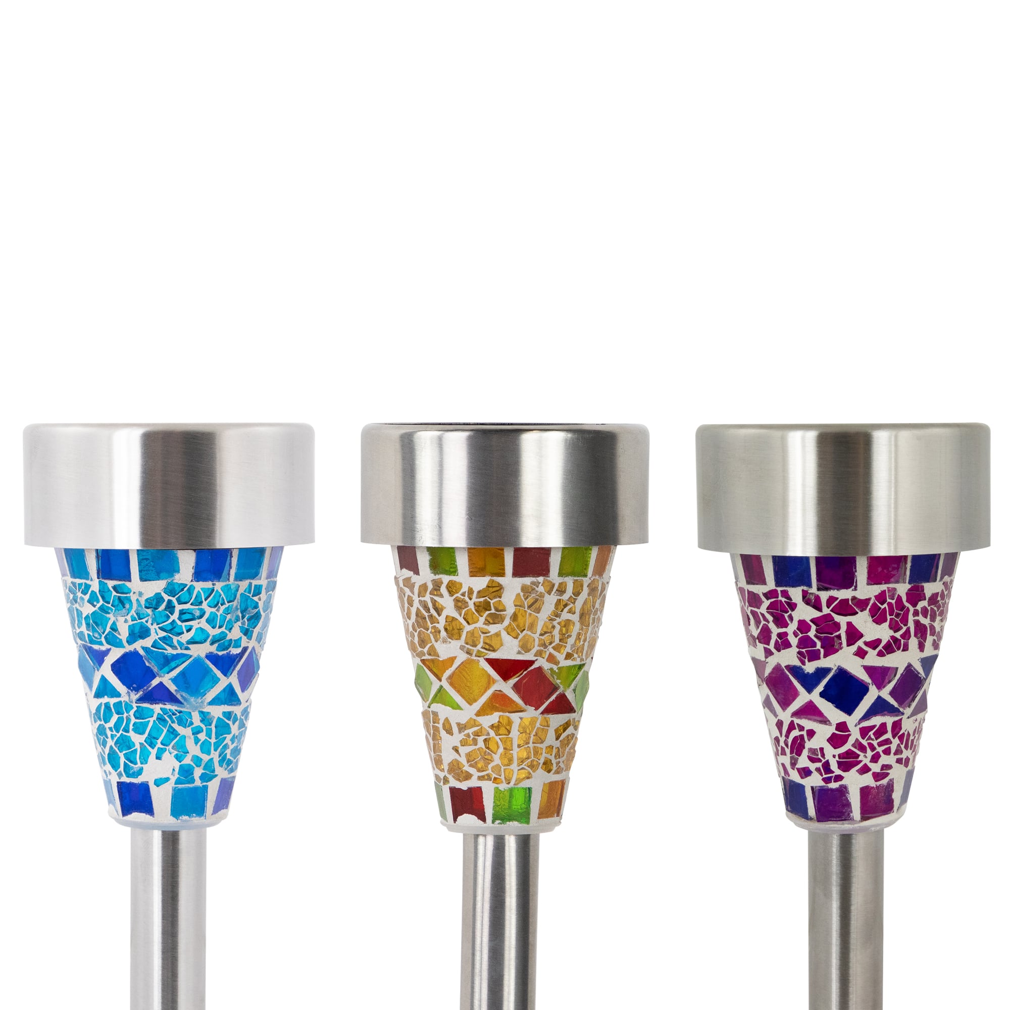 Mosaic Stained Glass Solar LED Pathway Lights Set