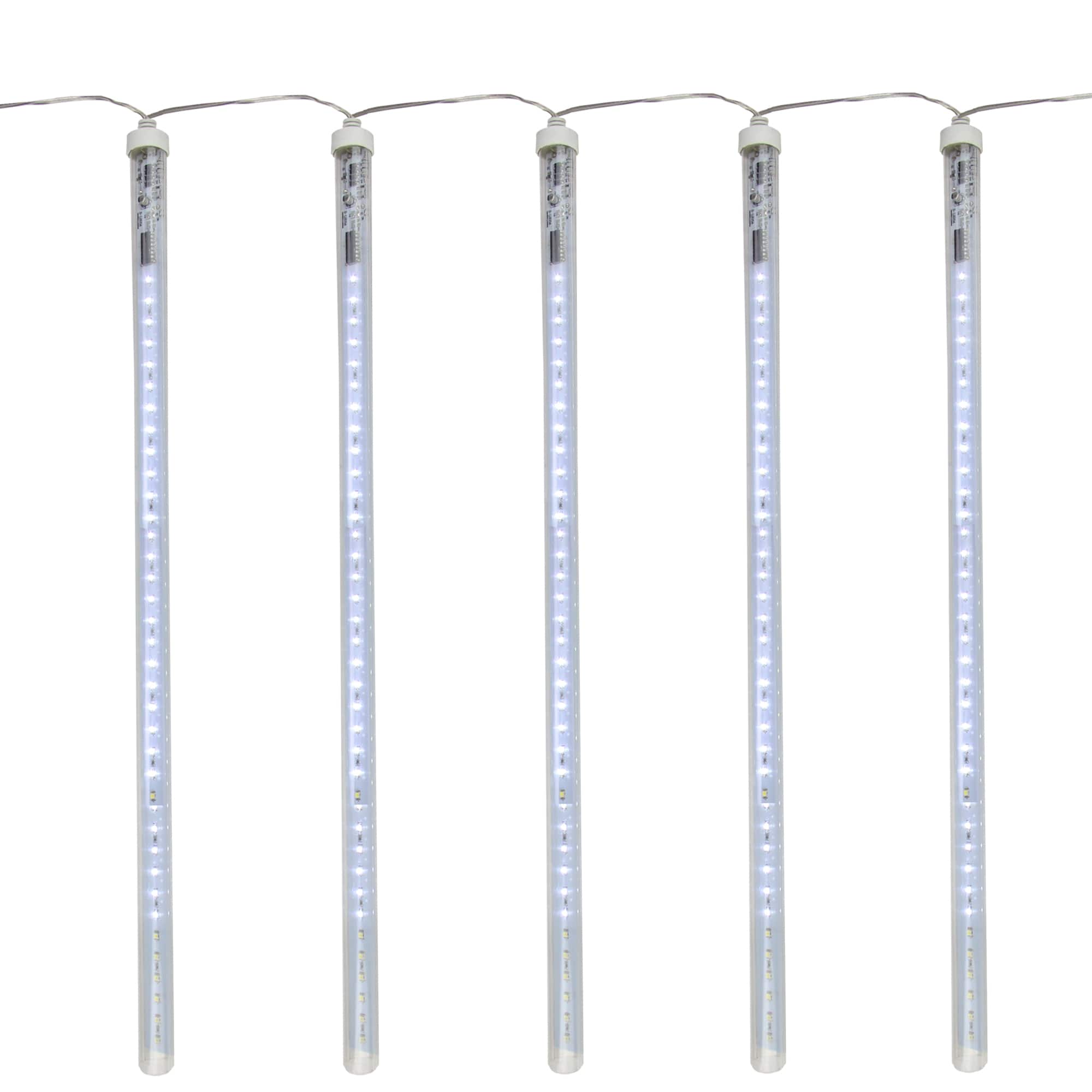 LED Lighted Dripping Icicle Snowfall Christmas Light Tubes -13.25' Clear Wire - 5ct