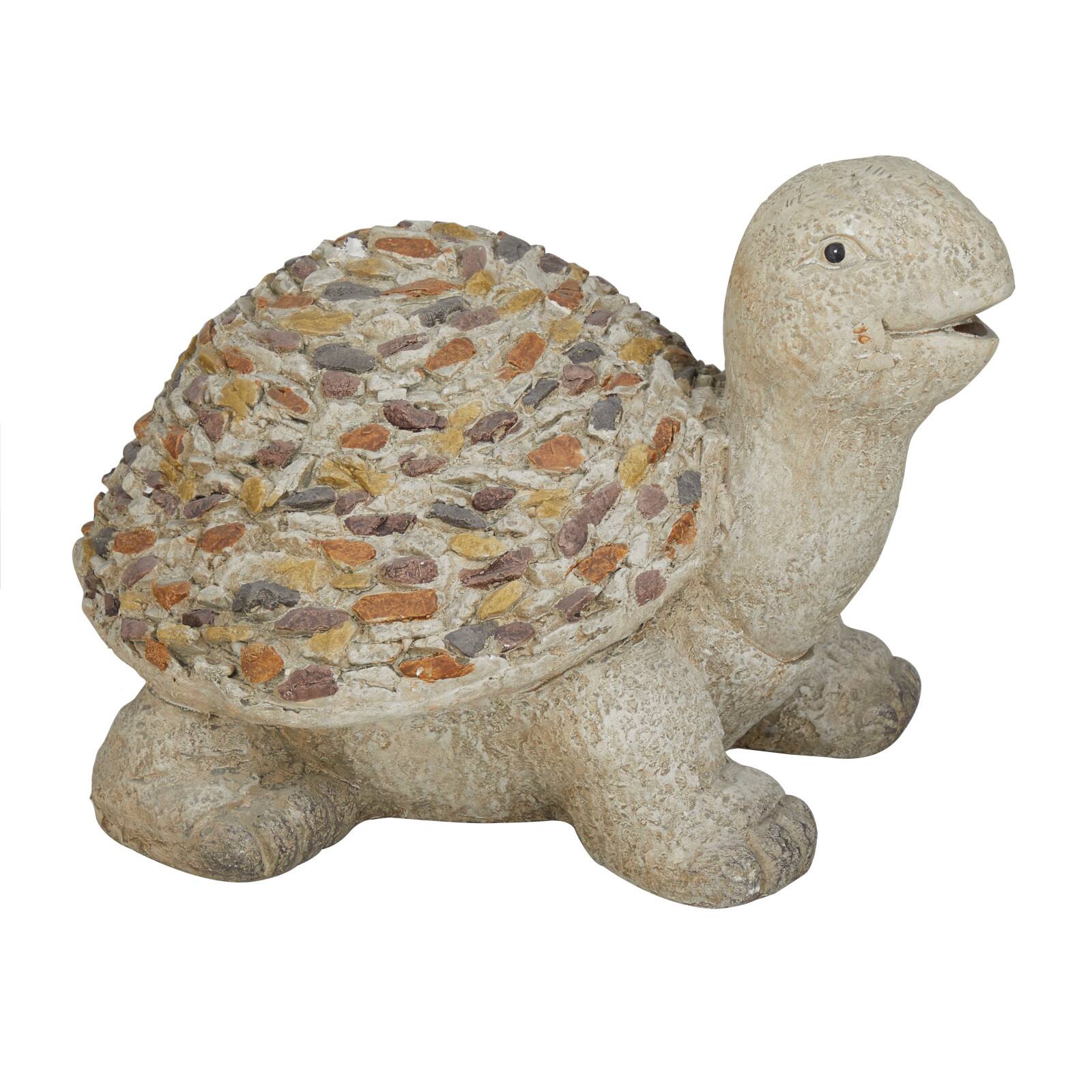 14" Gray Stone Farmhouse Turtle Garden Sculpture