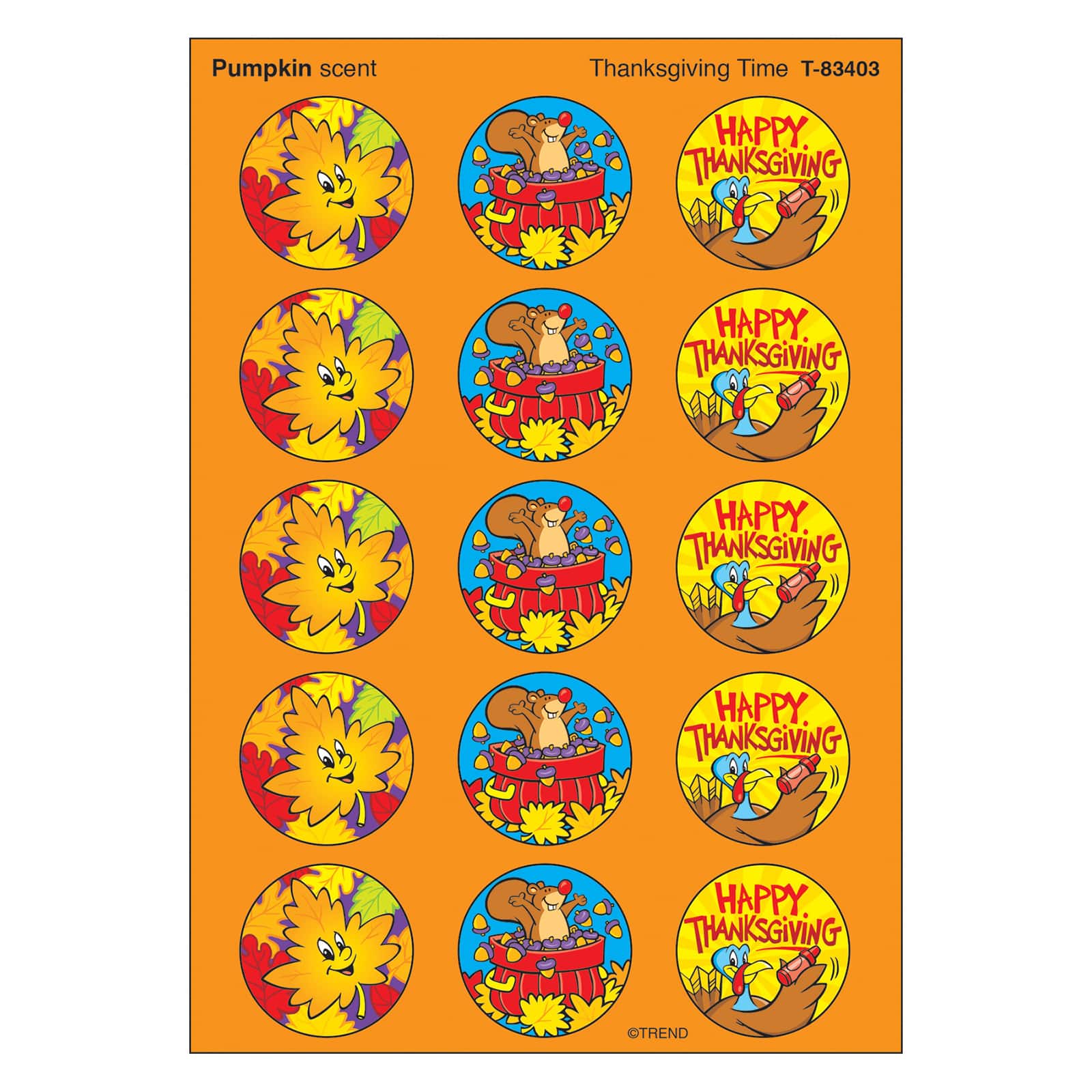 Trend Enterprises® Stinky Stickers® Thanksgiving Time/Pumpkin, 6 Packs of 60ct.