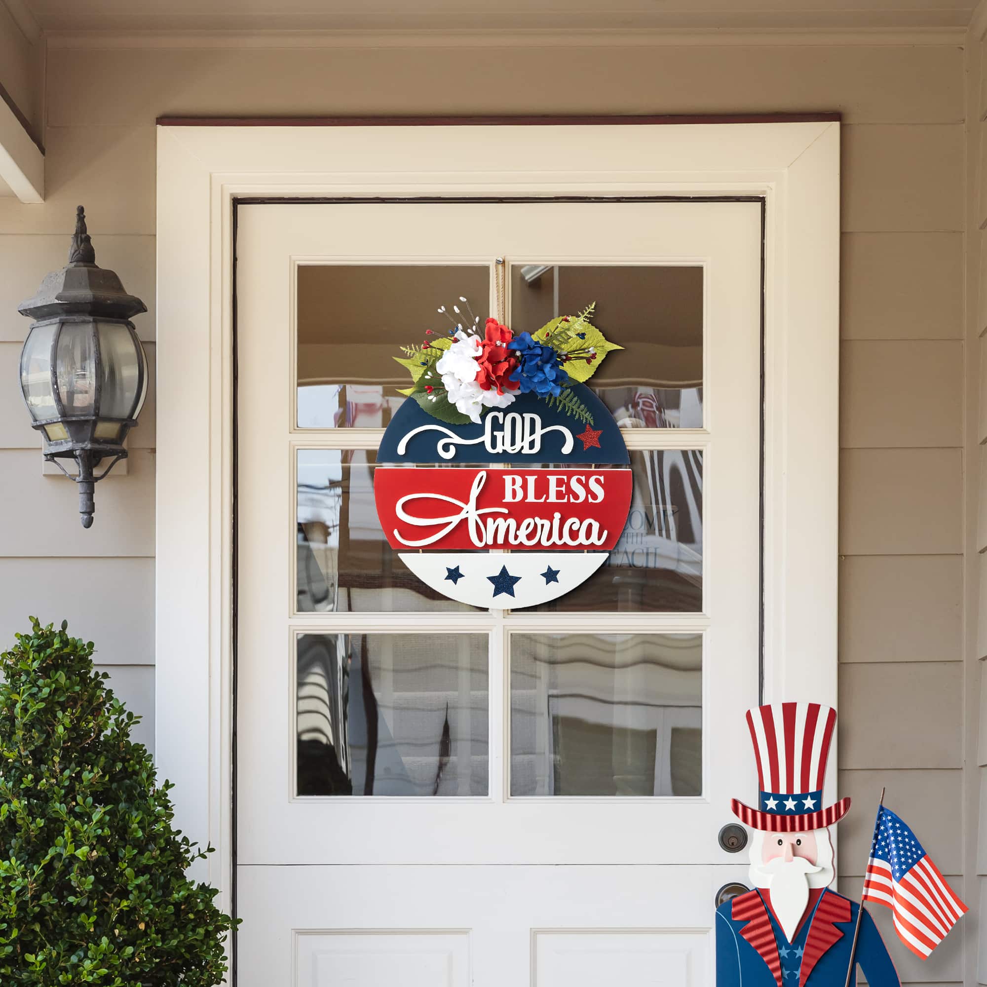 Glitzhome® 14" God Bless America Round Sign