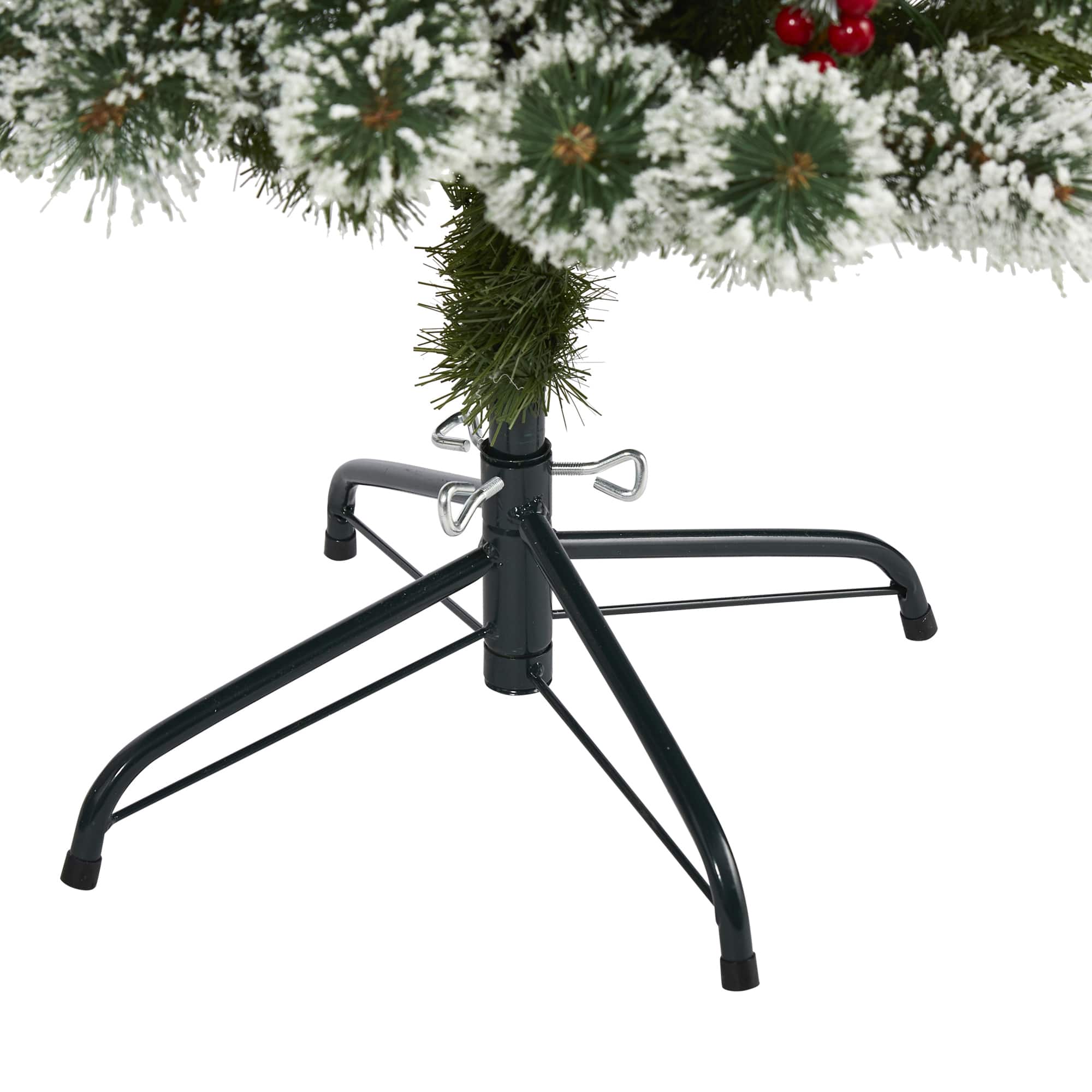 5ft. Pre-Lit Frosted Swiss Pine Artificial Christmas Tree with Berries, Clear LED Lights