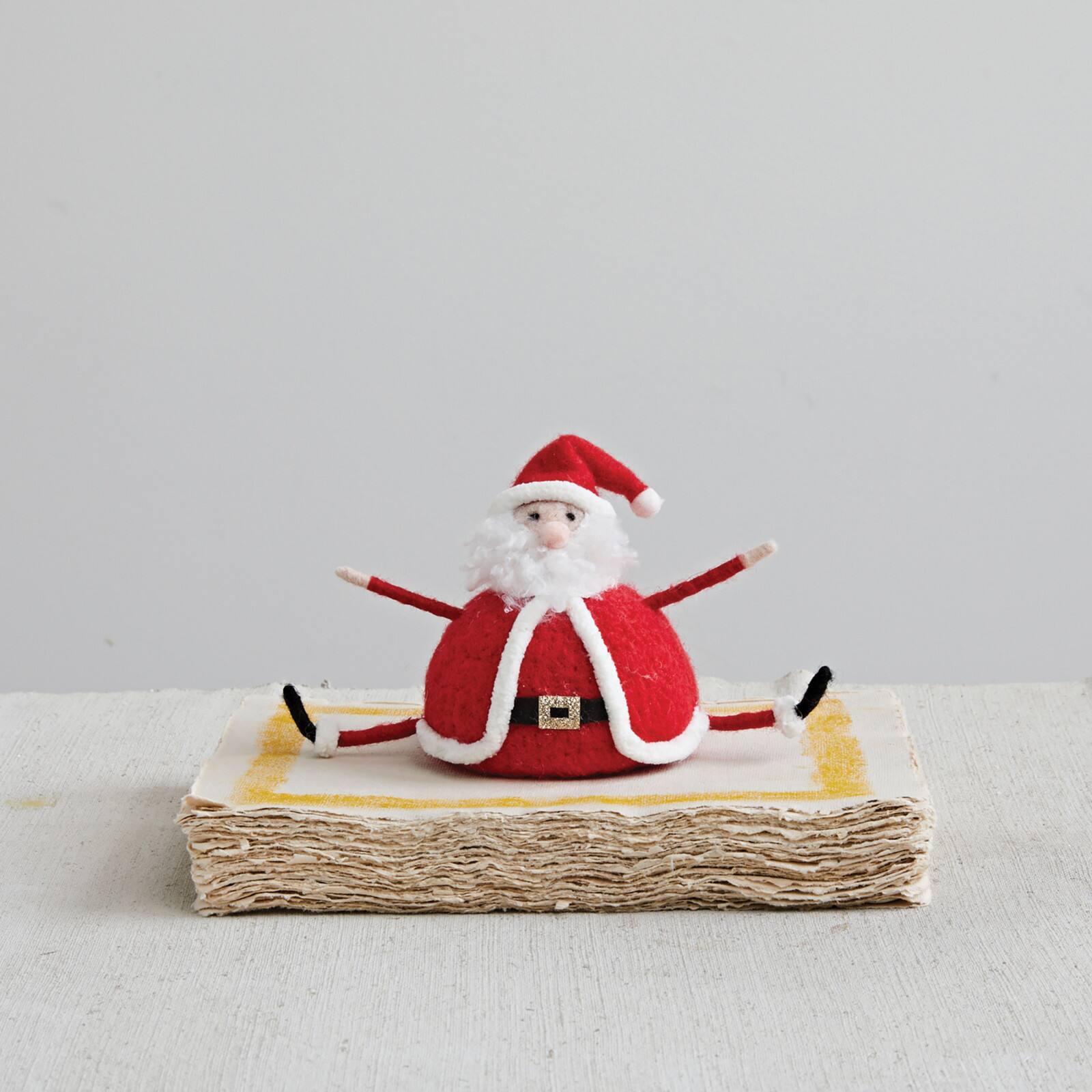 Hello Honey® 7.75" Red & White Wool Felt Sitting Santa