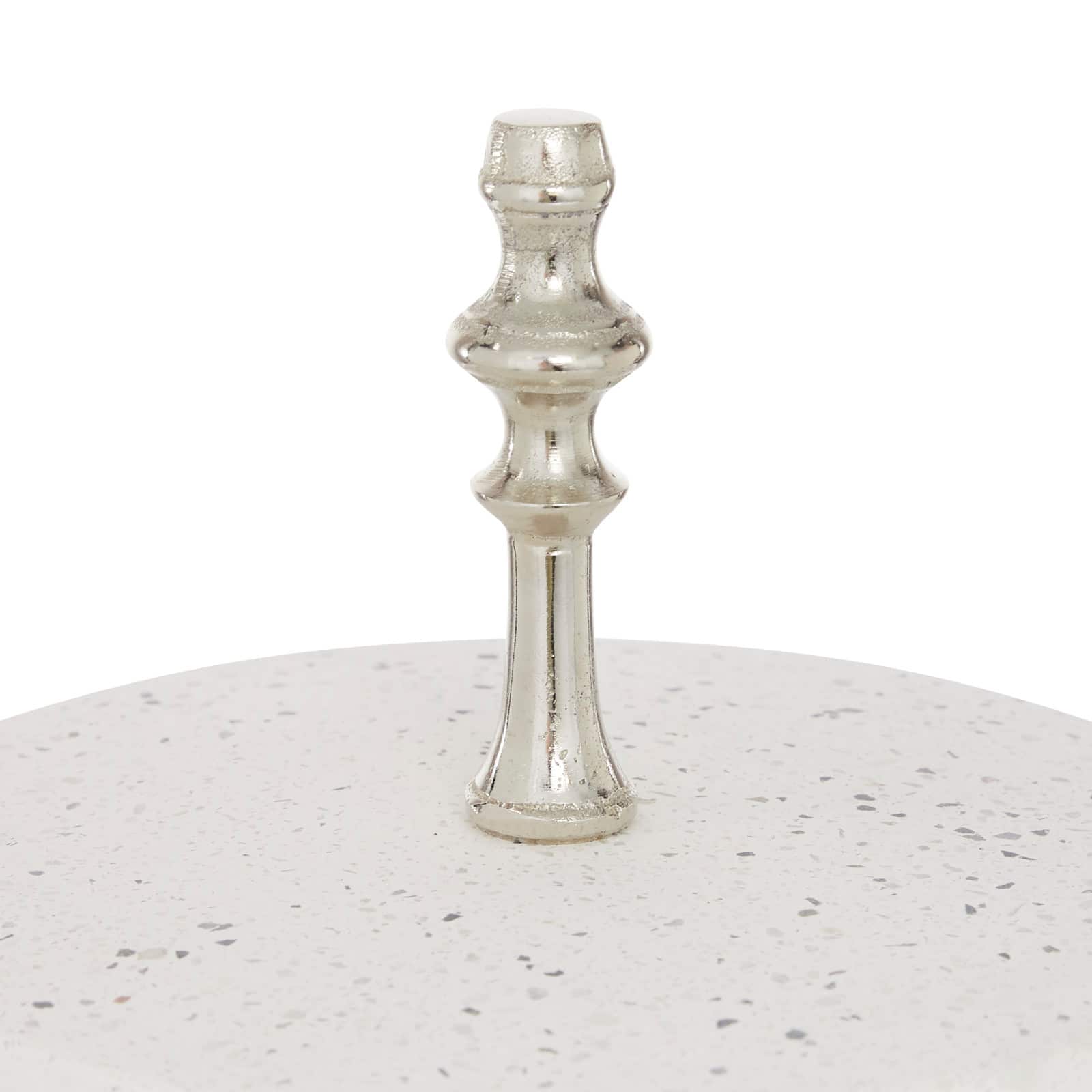 White Stoneware & Aluminum 2 Tier Tray Stand