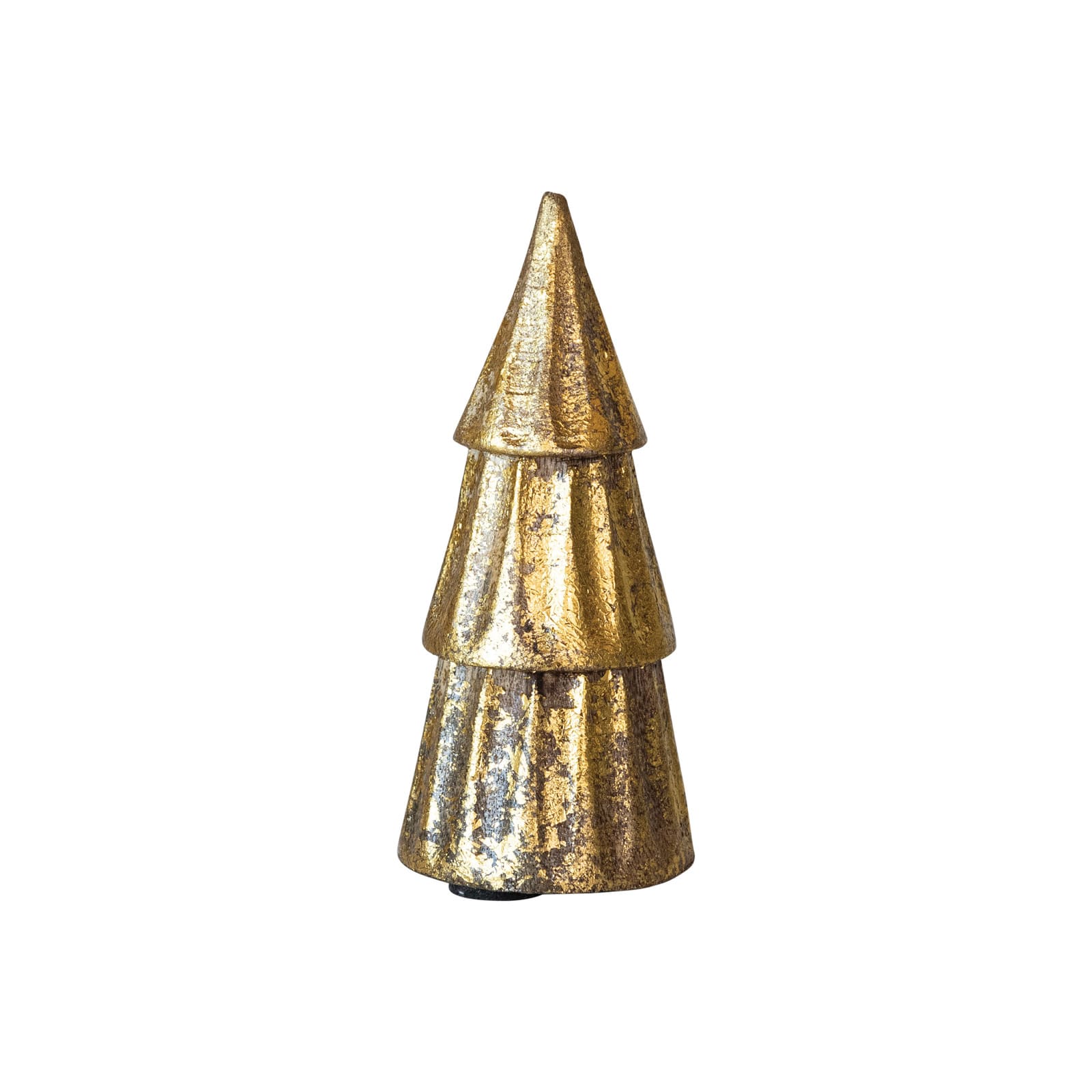 Hello Honey® 5.5" Compact Carved Mango Wood Tree with Rubbed Gold Foil Finish