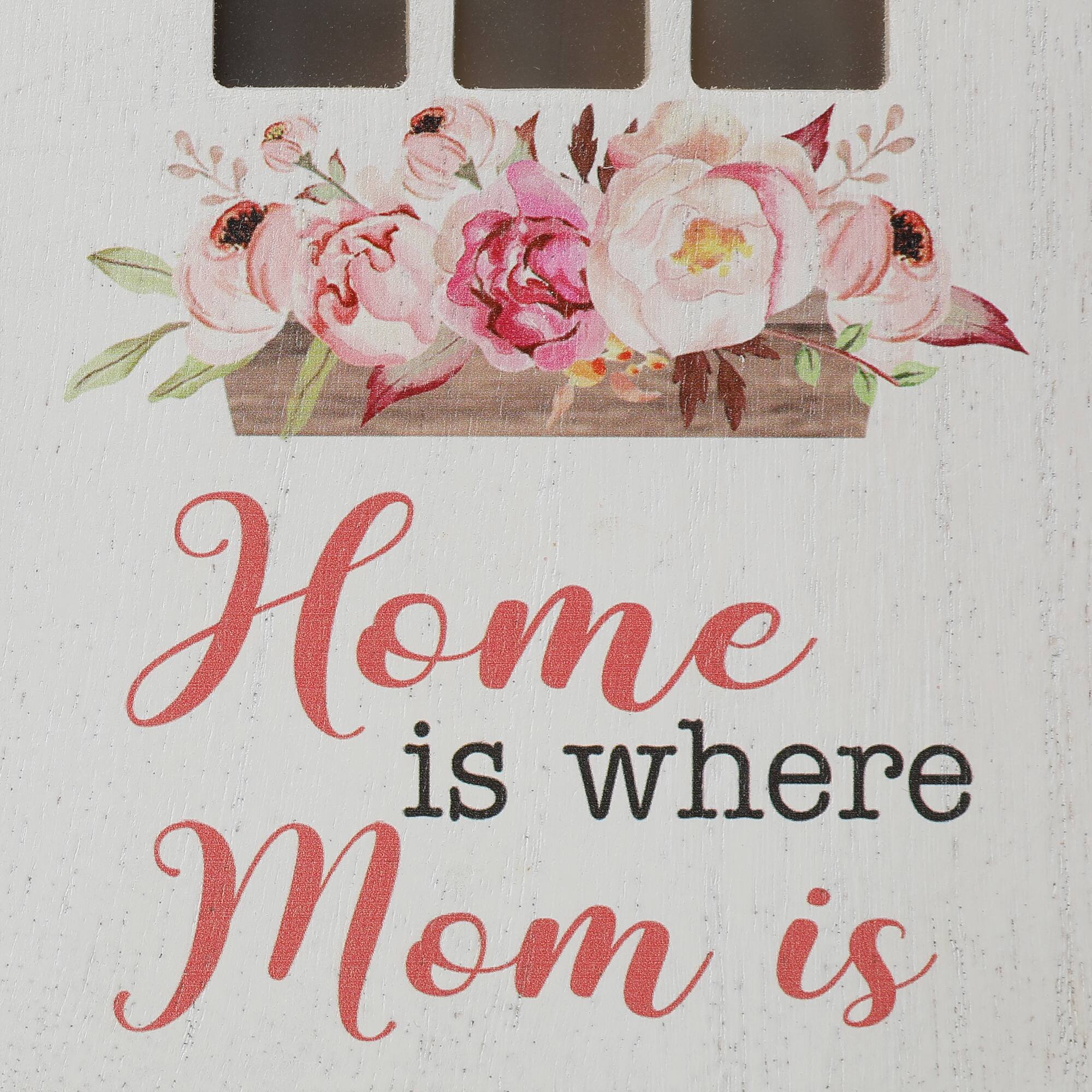 Glitzhome® Lighted Wood Mother's Day House Shaped Table Sign Set