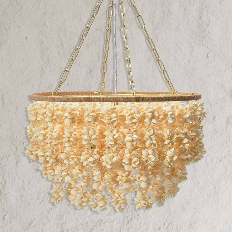 Hello Honey® 20" Round Metal and Shell Chandelier Style Ceiling Light