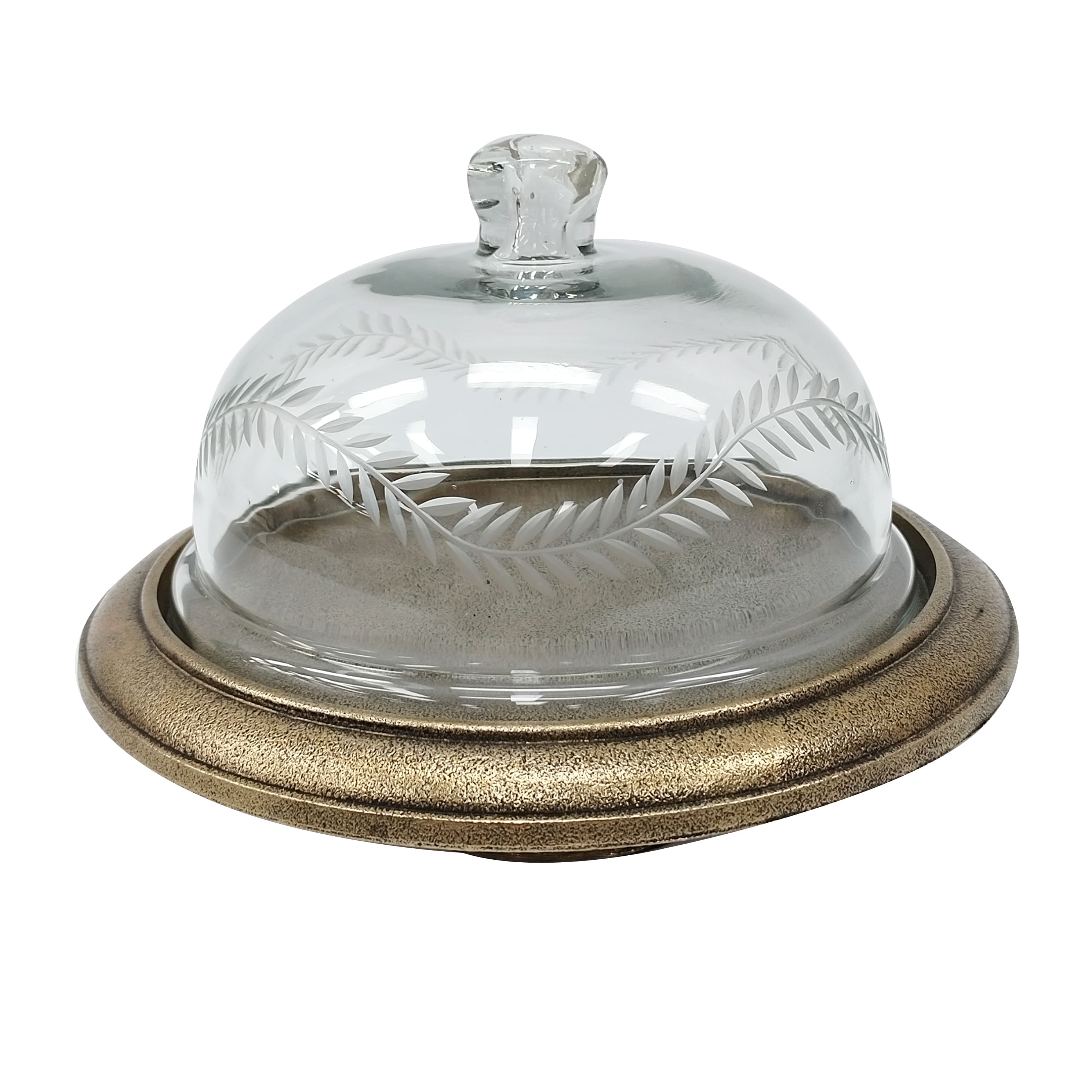 10" x 7" Metal Cake Stand with Glass Cloche by Ashland®