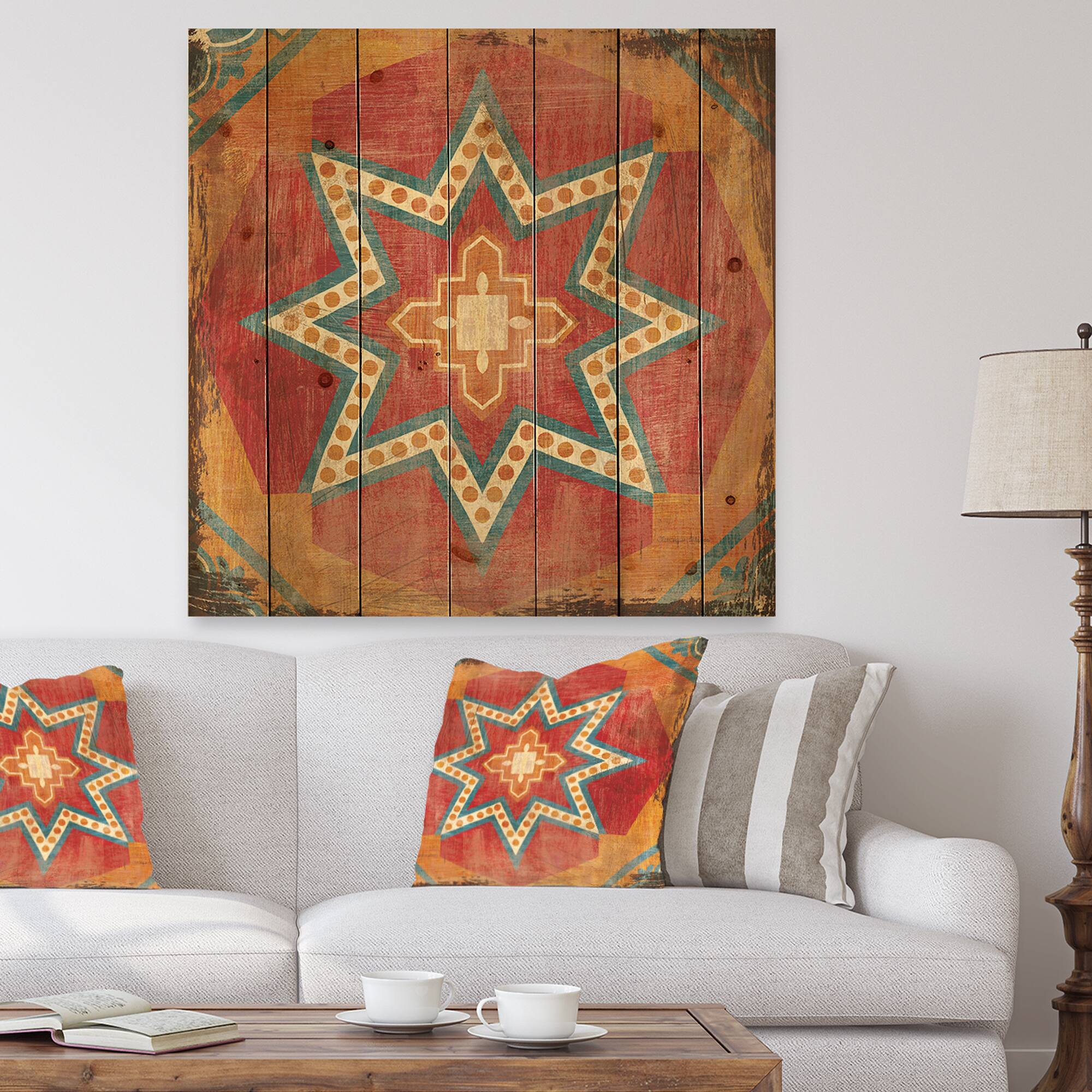 Designart - Moroccan Orange Tiles Collage I