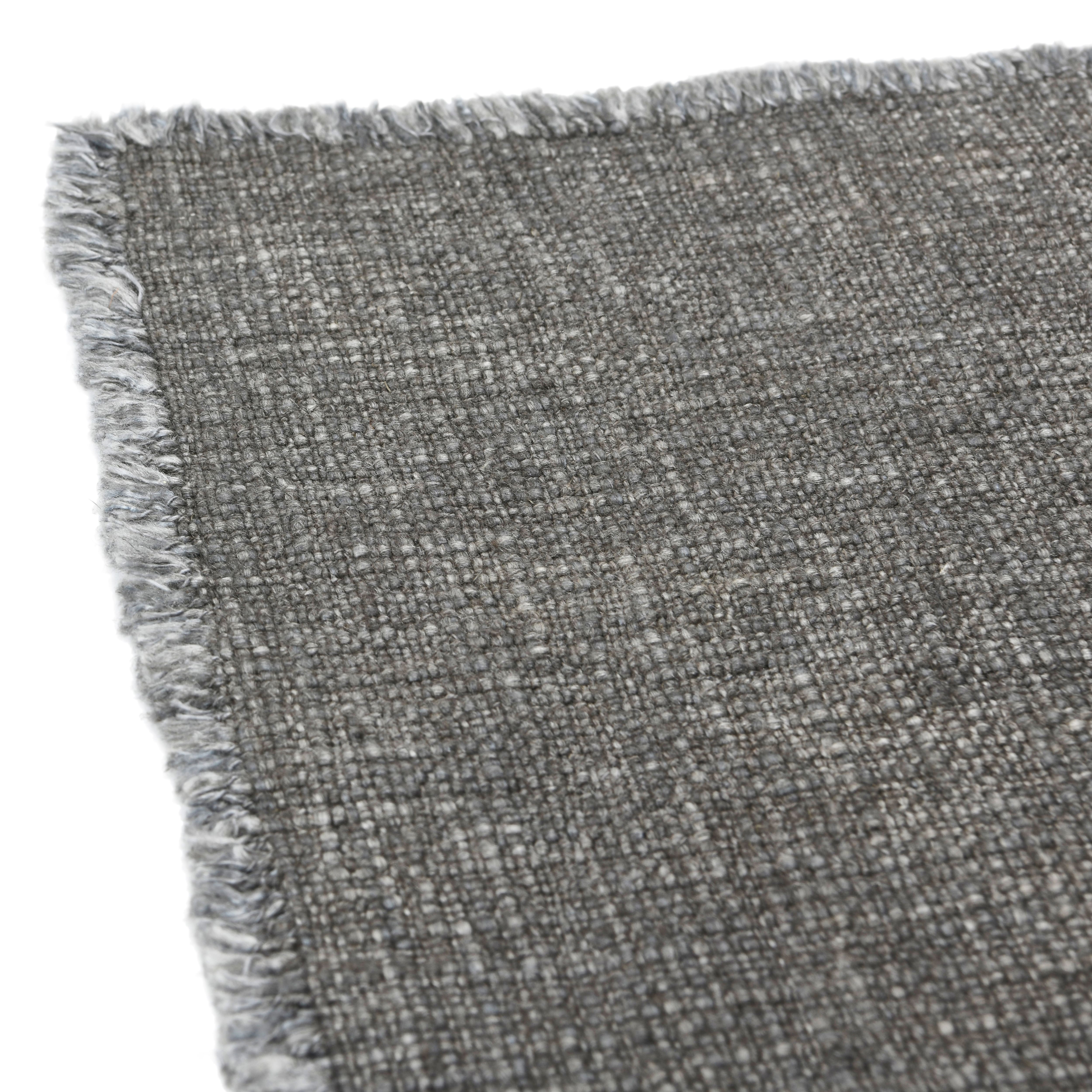 Hello Honey® 108" Gray Linen-Blend Table Runner with Frayed Edges