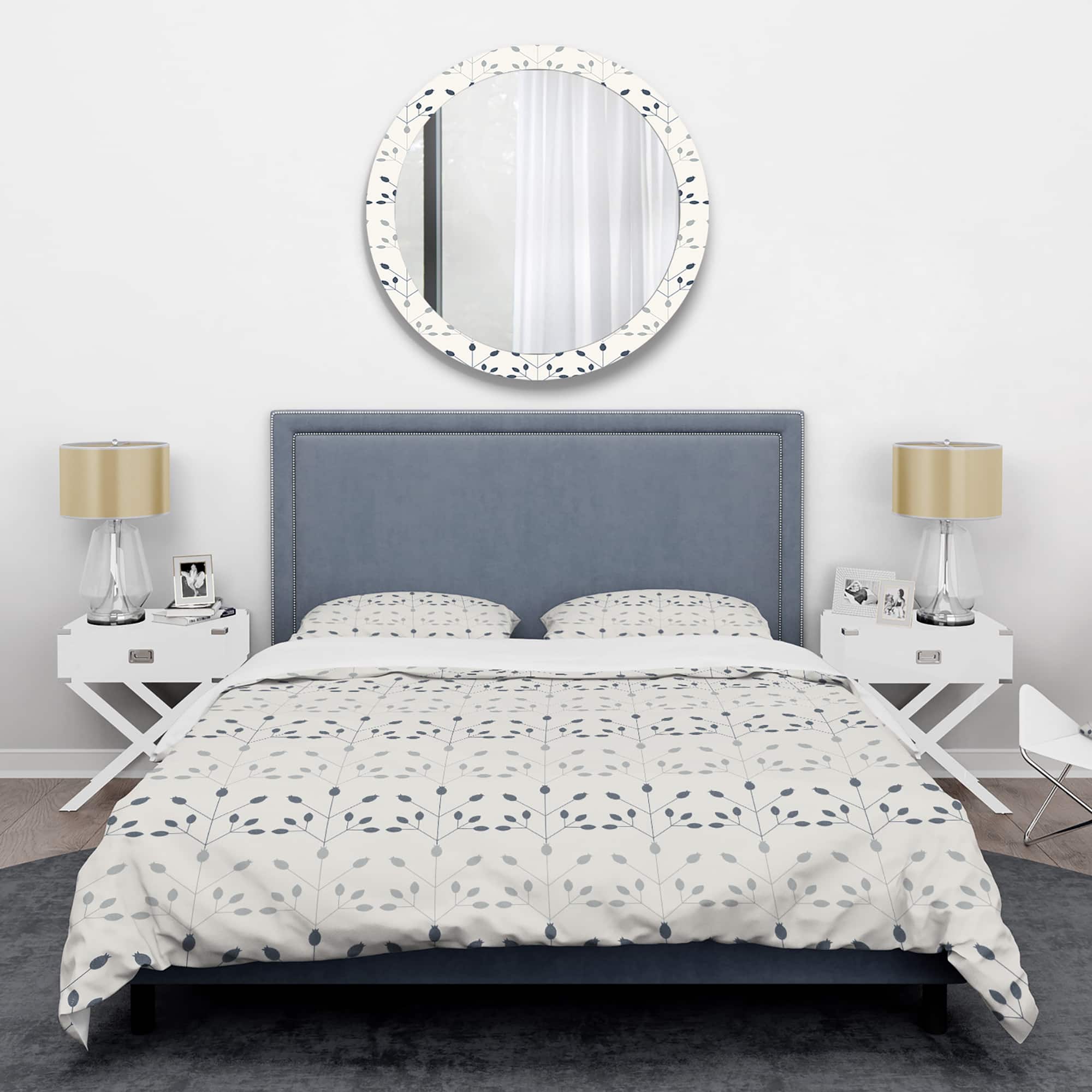 Designart 'Floral Retro Botanical Pattern I' Mid-Century Duvet Cover Set